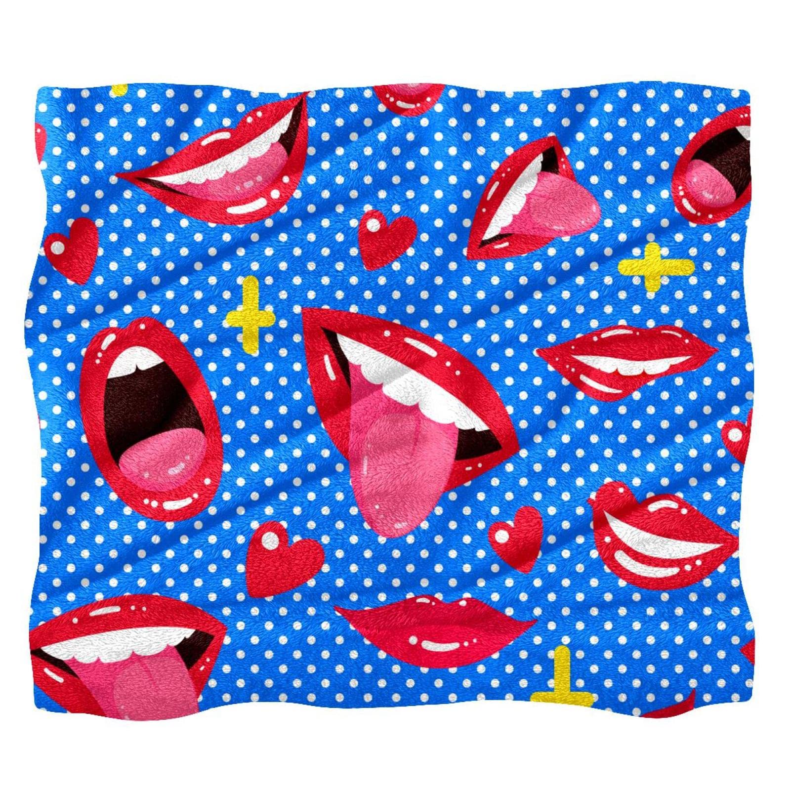 Couverture polaire douce motif lèvres jeté de canapé confortable pour lit
