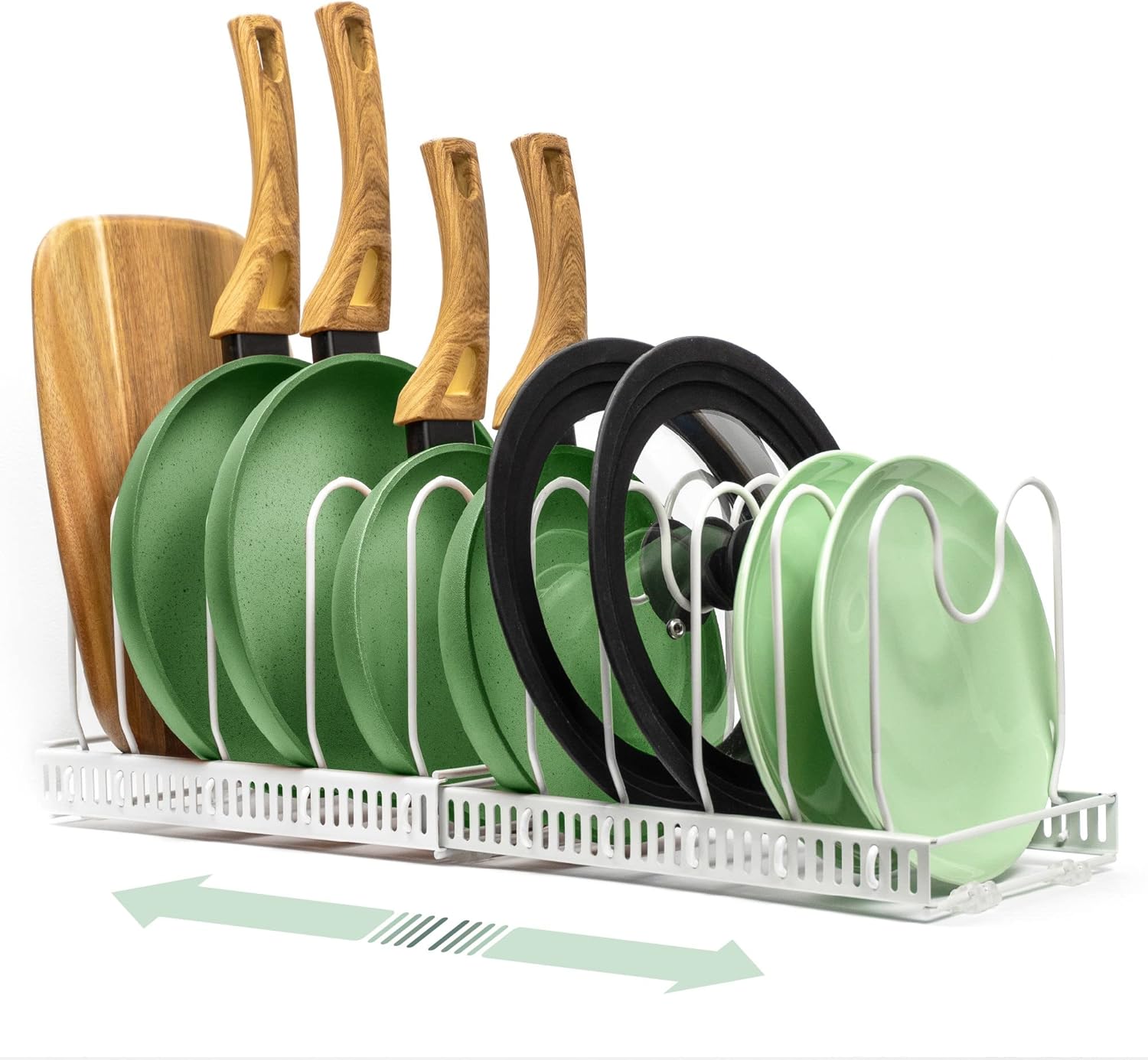 taabooh Adjustable Pot And Pan Organizer Rack Aesthetic Pot Lid