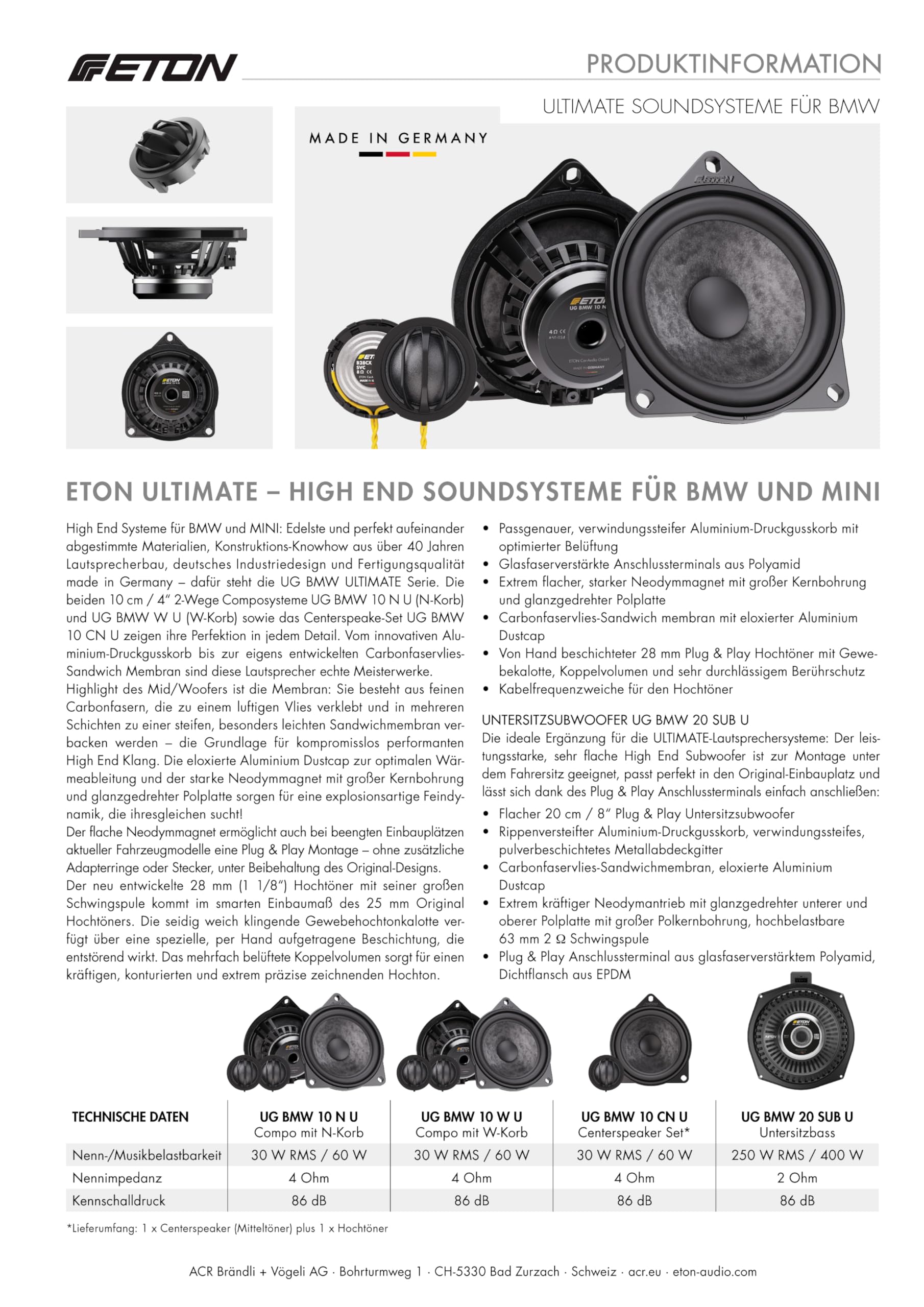 Eton UG BMW 10 N U 10cm 2-Wege Plug & Play BMW Komponentensystem Im N Korb Auto Lautsprecher Max W 10 Cm Cs0dbh07g Eton UG BMW 10 N U 10cm 2-Wege Plug & Play BMW Komponentensystem Im N Korb Auto Lautsprecher Max W 10 Cm Cs0dbh07g