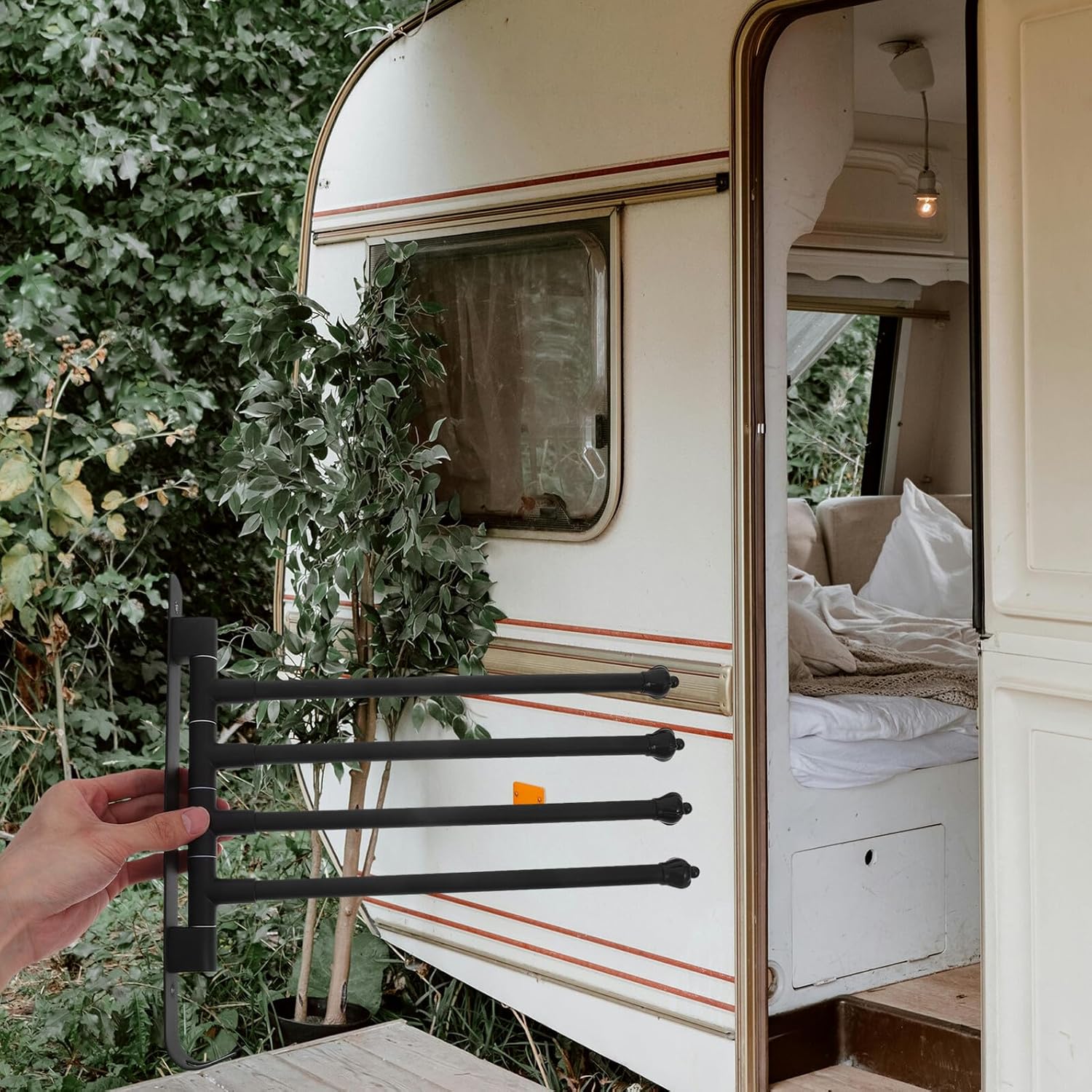 Housoutil Rv Clothes Drying Rack Hanging Hook Space-Saving Heavy Duty Clothes Rack for Towels and Laundry Accessories Suitable for Travel Trailers and Campers