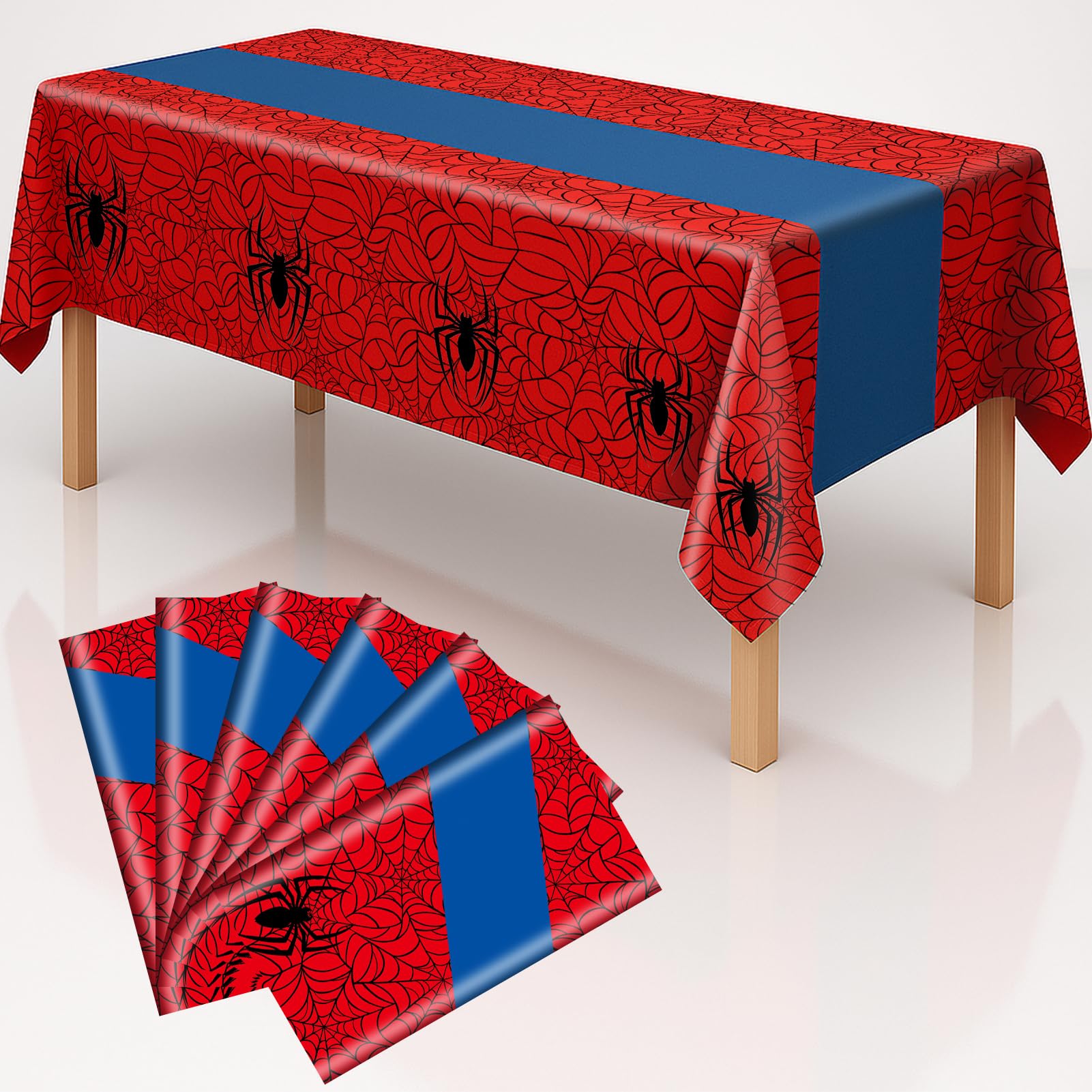 6-Pack Spider Theme Tablecloths, 54x108 Inch Disposable Plastic Birthday