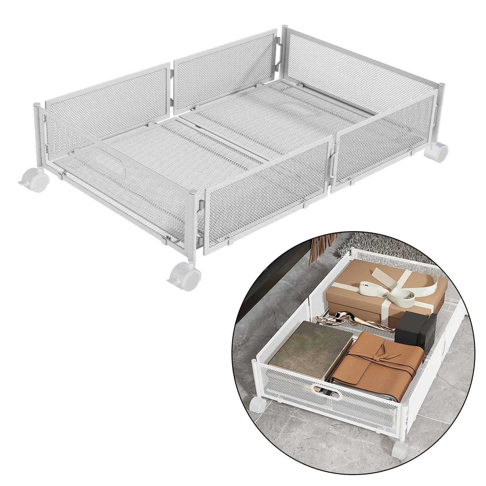 Colcolo Zapatero de Almacenamiento Debajo de la Cama con Ruedas Cesta de Almacenamiento Multiusos Que Ahorra Espacio Contenedor de Almacenamiento Debajo de la, Blanco