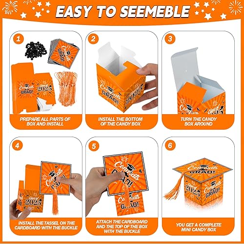 Miniatura 11 de Erweicet 36 cajas de dulces de graduación azul y negro para la clase de 2024, felicitaciones de chocolate dulce con borlas para fiesta de graduación