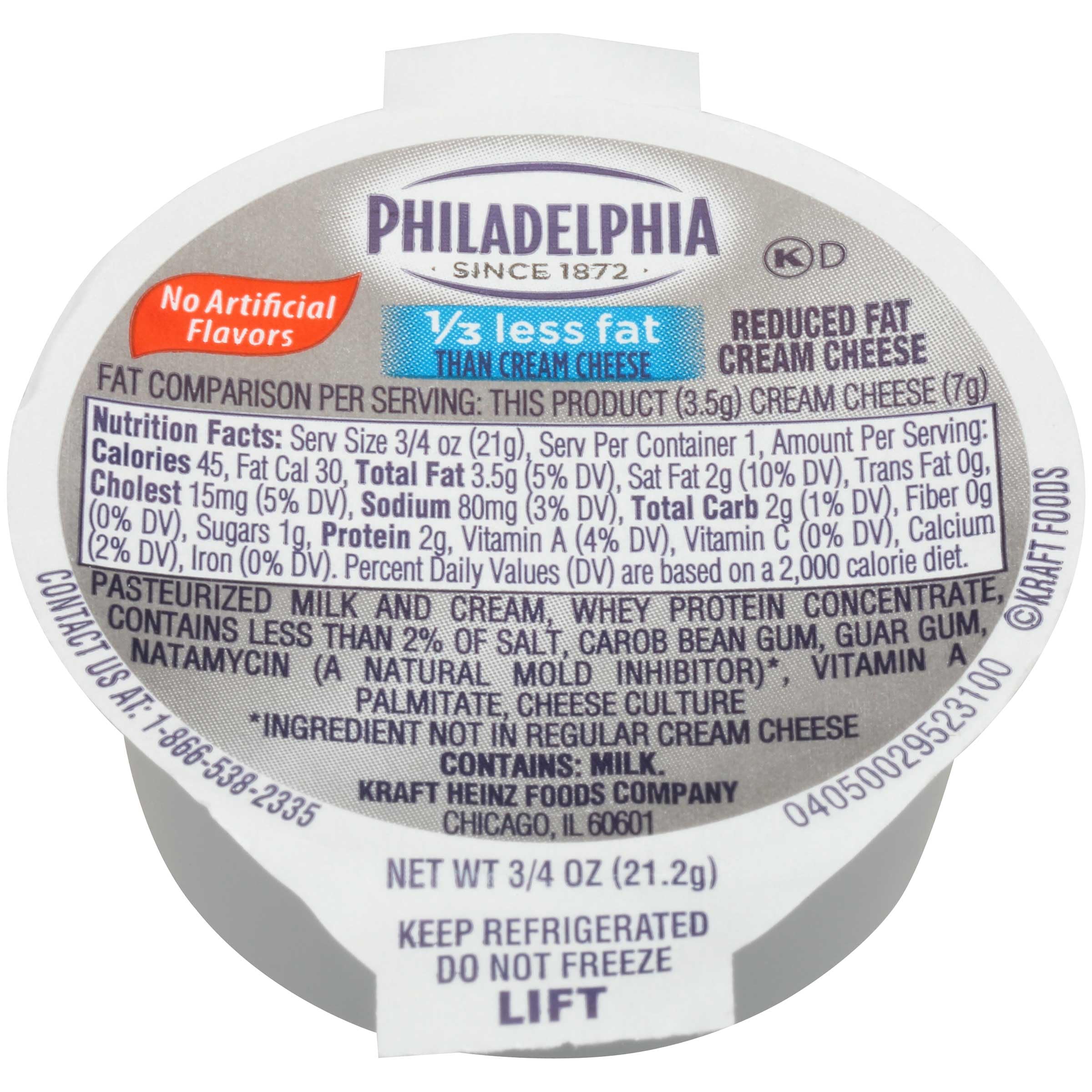 Kraft Philadelphia Lite Cream Cheese Cups (100 Pack)