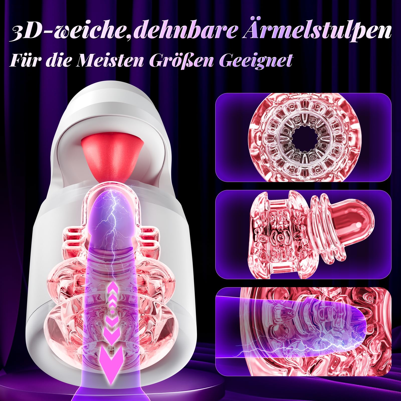 Masturbateur électrique sex toýs homme, Masturbâteur homme mains libres Langue Sexe oral Fellation avec 10 poussées et 10 coups de langue, masturbateurs masculins Pocket Pussy pour pénis Pussy