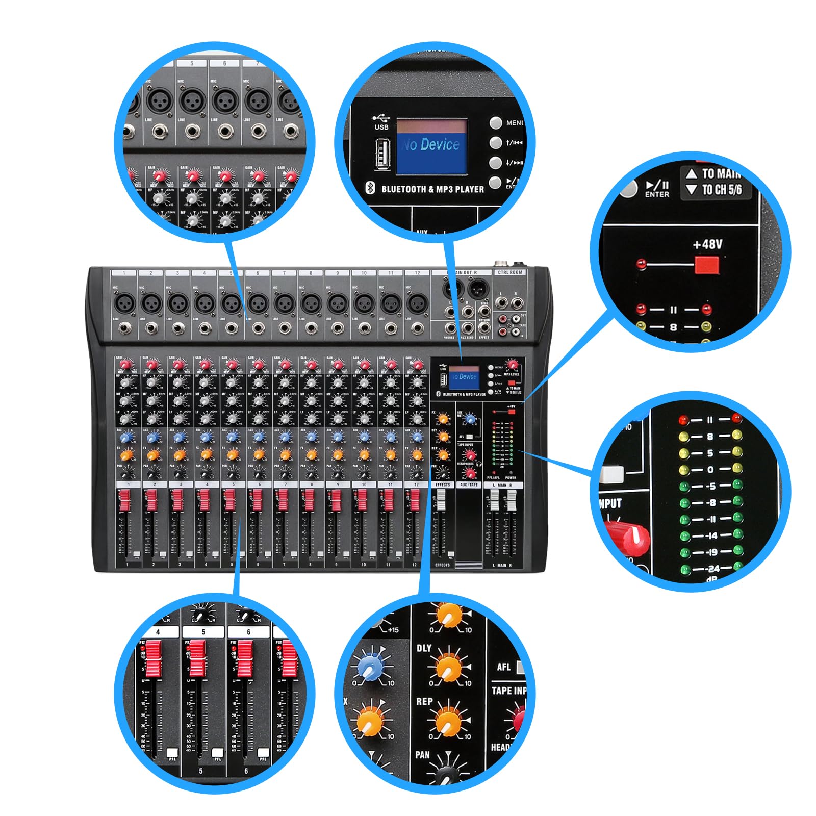 Sound Board Ammoon 4-Channel Portable USB Mixing Console Digital