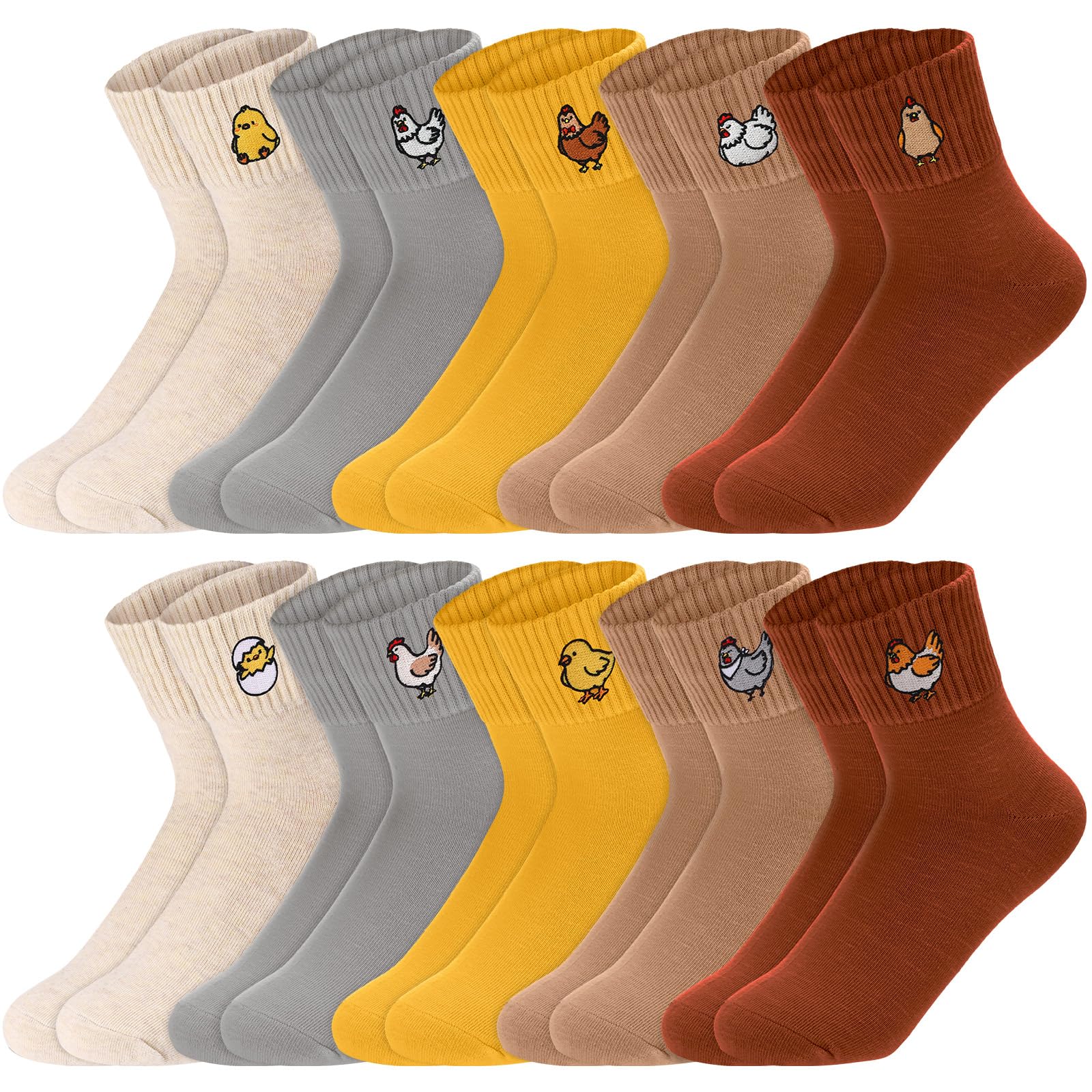 Eurzom 10 Pairs Socks Womens Crew Elastic Ankle Length Cotton Socks Aesthetic Cute Lightweight Low Cut Gifts for Women