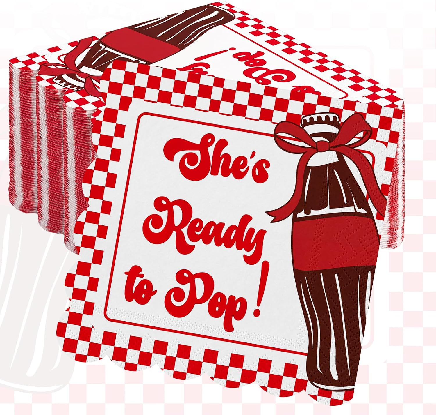 Engrowtic 100 Pcs Special Delivery Baby Shower Disposable Napkins Italian Pizza Theme Party Paper Napkins 6.5 x 6.5 Inch for Lunch Dinner Gender Reveal & Newborn Welcome Party Supplies