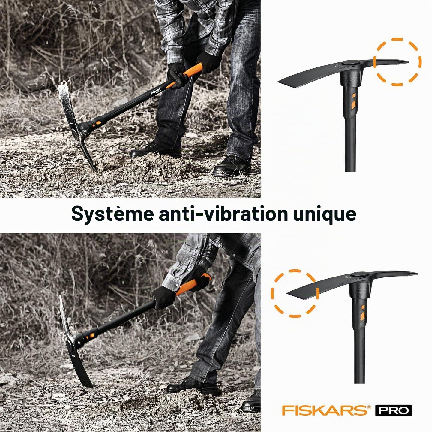 Fiskars Pioche terrassier IsoCore L 91 cm 3,4 kg Noir/Orange