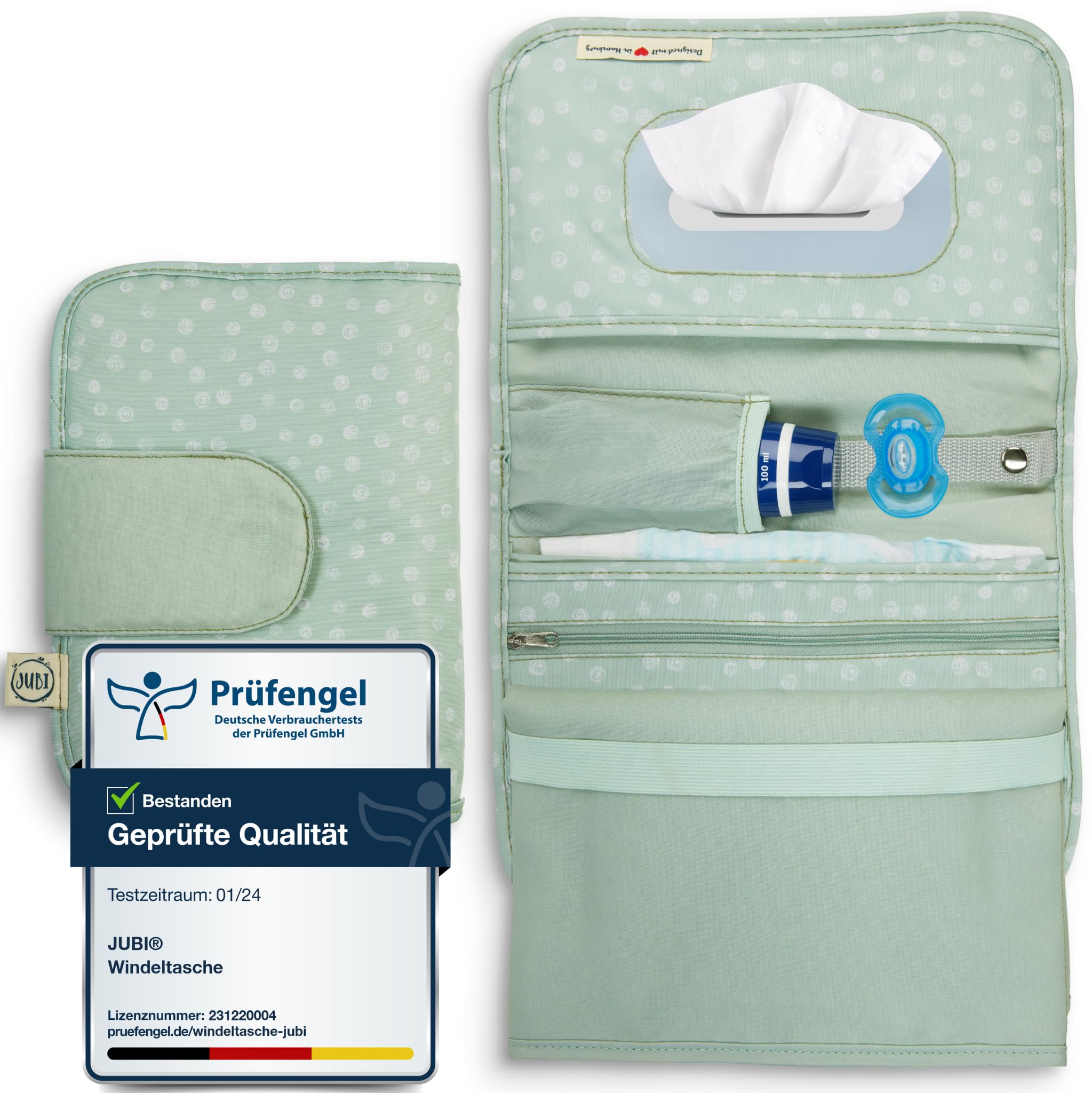 Jubi® Borsa cambio neonato con fasciatoio portatile – Compatta, grande capacità, organizer pannolini ideale per viaggio e passeggino