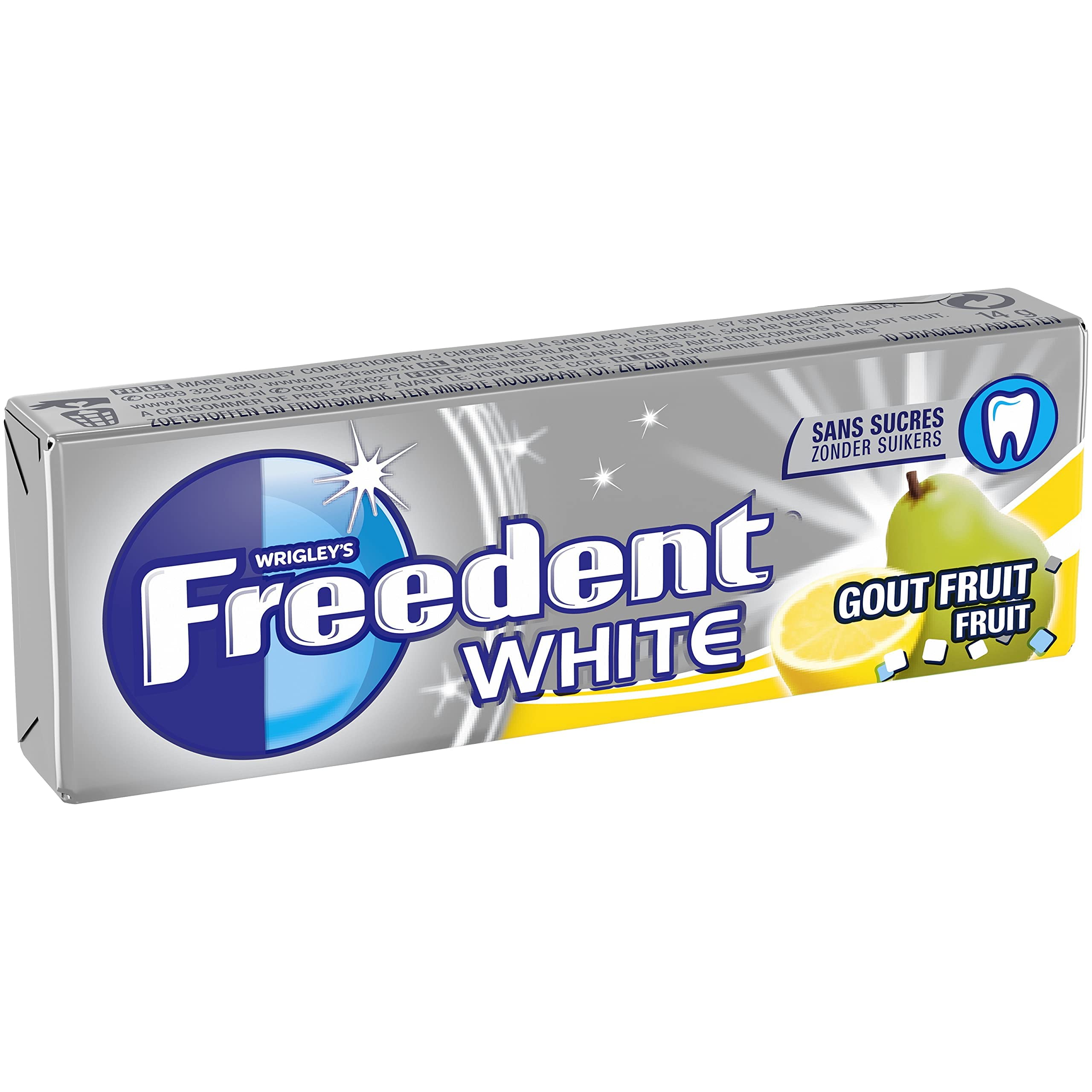 FREEDENT WHITE Chewing Gum Sans Sucre Goût Fruit 30 Paquets 300 Dragées 420g