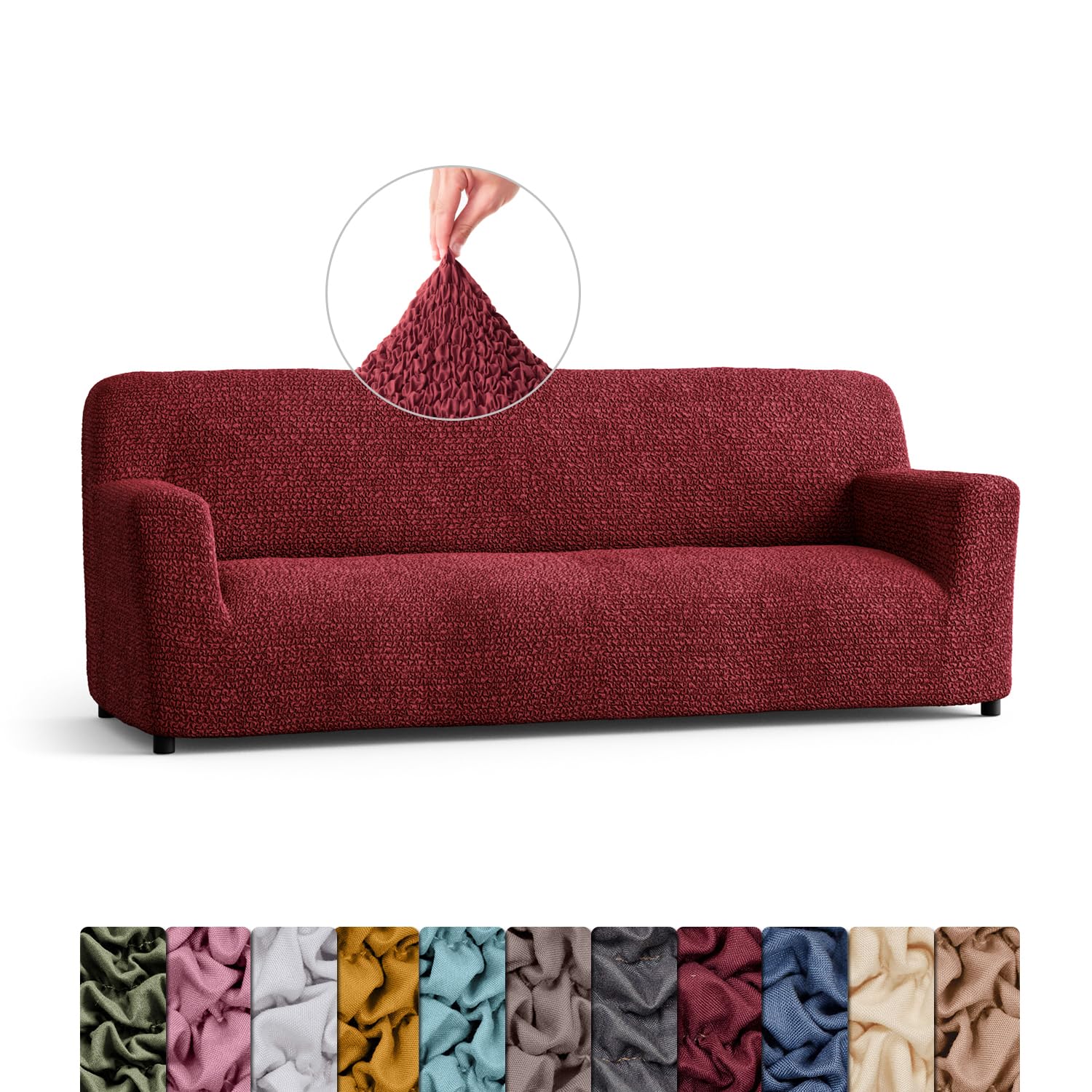 Menotti 2 Seater Recliner Sofa Cover - Sanitised Recliner Cover Couch Slipcover Soft Fabric Slipcover Wingback Recliner Stretch Furniture Protector -Microfibra - Bordeaux (2 Seater Recliner) — view 22