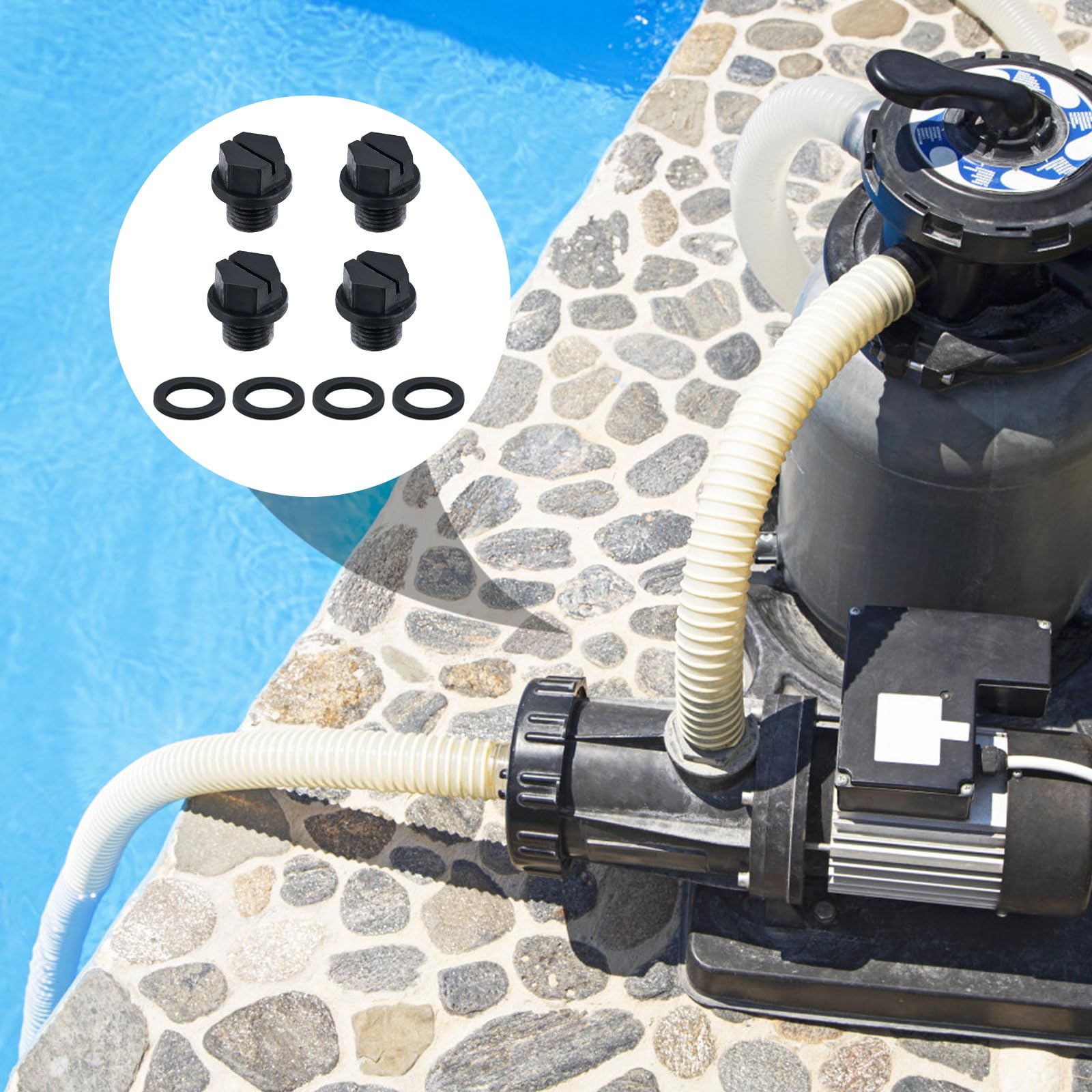 ZZLZX Poolpumpen-Stopfen Für Hayward SPX1700FG – 2 Stück Mit Dichtung, Einfach Zu Montieren