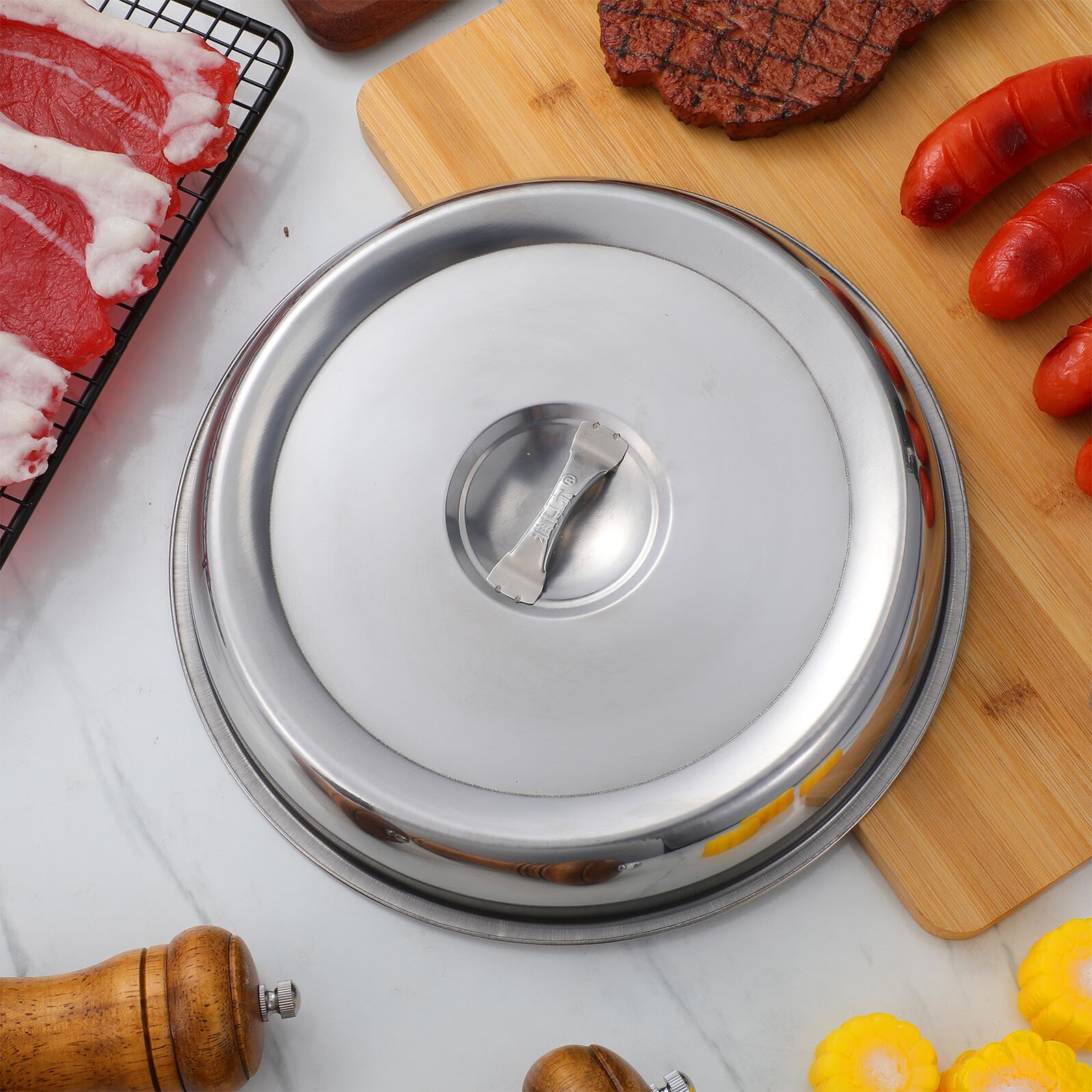 Copertura in Acciaio Inossidabile 3 Pezzi Copri Vivande Tondi Cucina Domestica e Ristorante Protezione Alimentare per Bistecca e Piatti