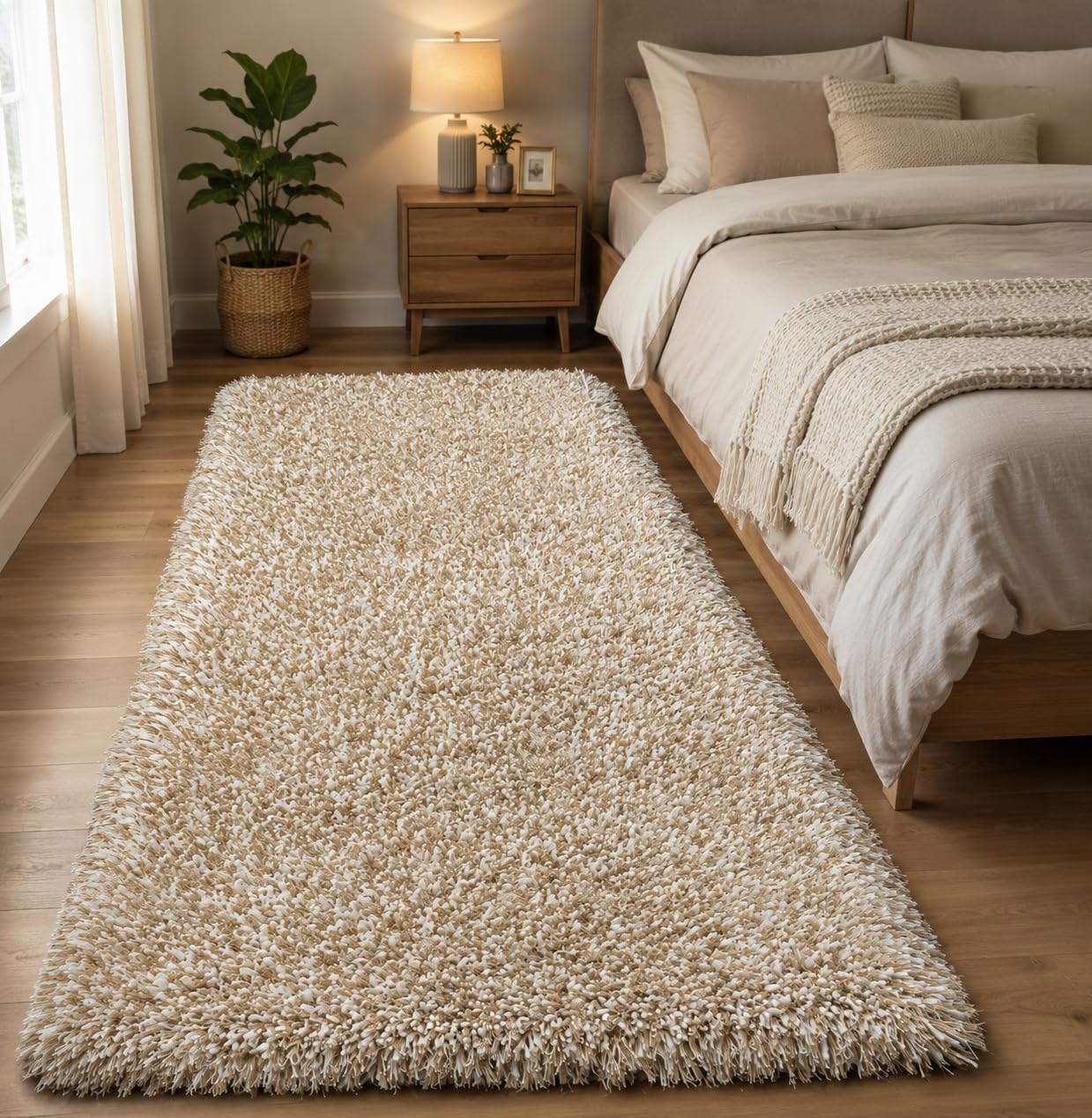 tie die Shaggy Carpet for 2 Inch Thickness Living Room – Soft Fluffy Rug & Non Slip Runner Carpet – Cozy Shaggy Area Rug for Bedroom & Lounge [7x10 Feet Ivory]-image-30