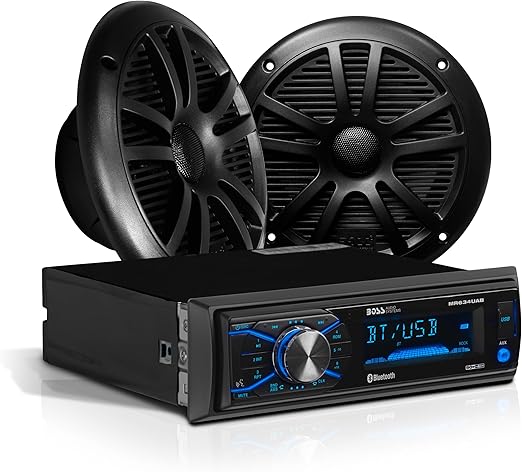 BOSS Audio Systems MCBK634B.6 Marine Boat Stereo & 6.5 Inch Speakers - Bluetooth, No CD DVD Player, Radio Receiver Head Unit, Dipole Antenna