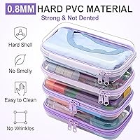 Vista 4 de Hoolerry 4 piezas de estuches rígidos transparentes con cremallera, bolsas de maquillaje, estuche de lápices de plástico, contenedores de caja