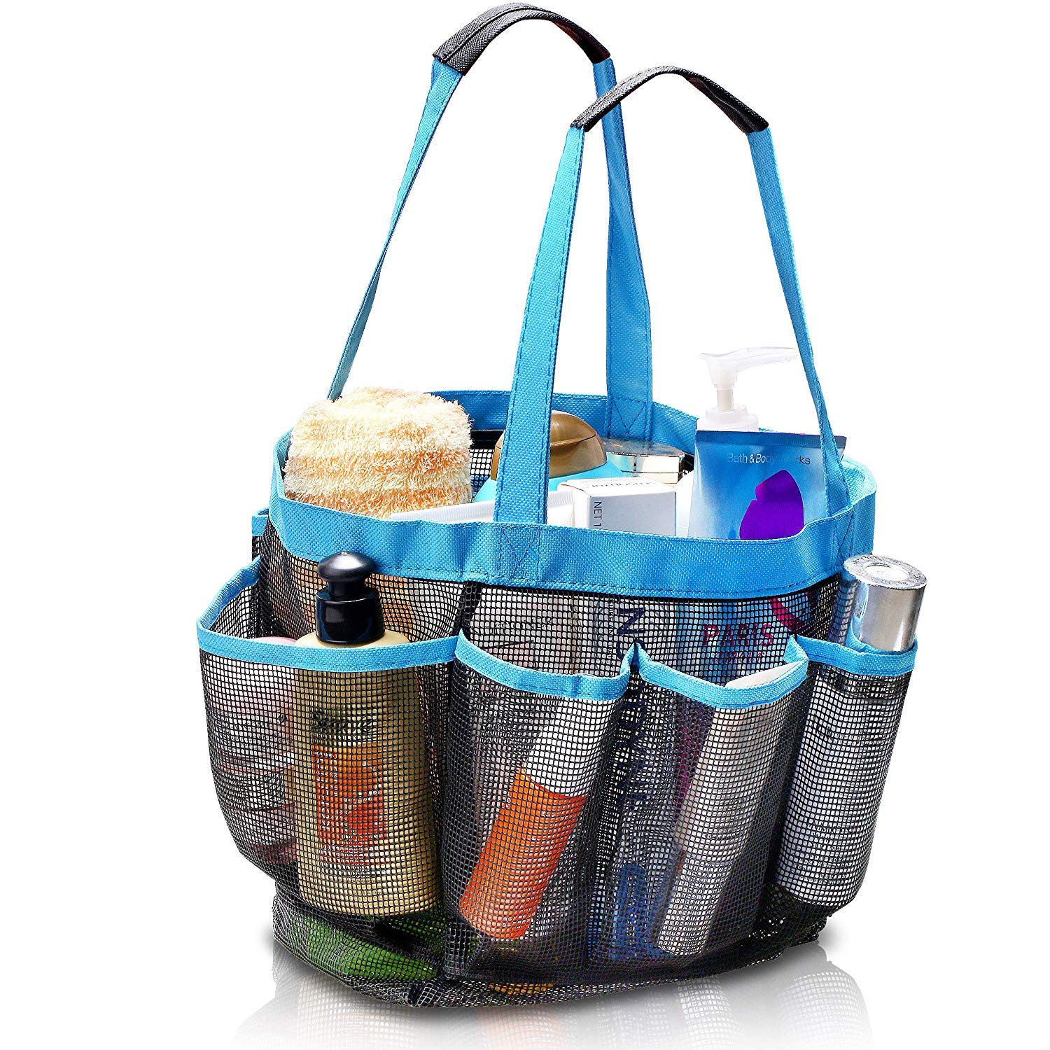 ADDCART Shower Caddy with 8 Storage compartments for Shampoo, Conditioner, soap and Other Bathroom Accessories, Quick Dry Shower Tote Bag Oxford Hanging Toiletry and Bath Organizer Holder