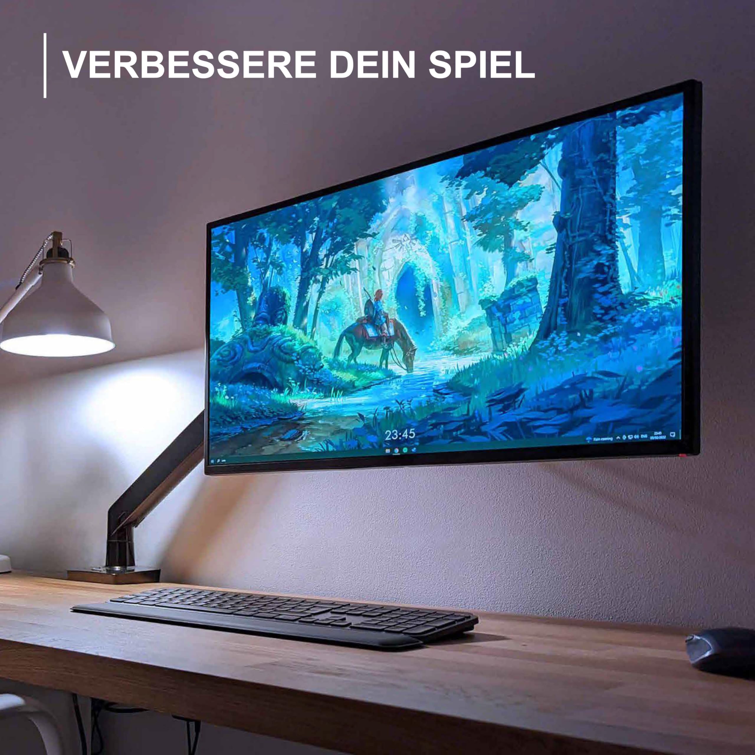 Invision Monitorarm Halterung fur Monitore von 24"-40" VESA 75/100mm ergonomisch höhenverstellbare Schreibtischklemme 2-15 kg (MX450)