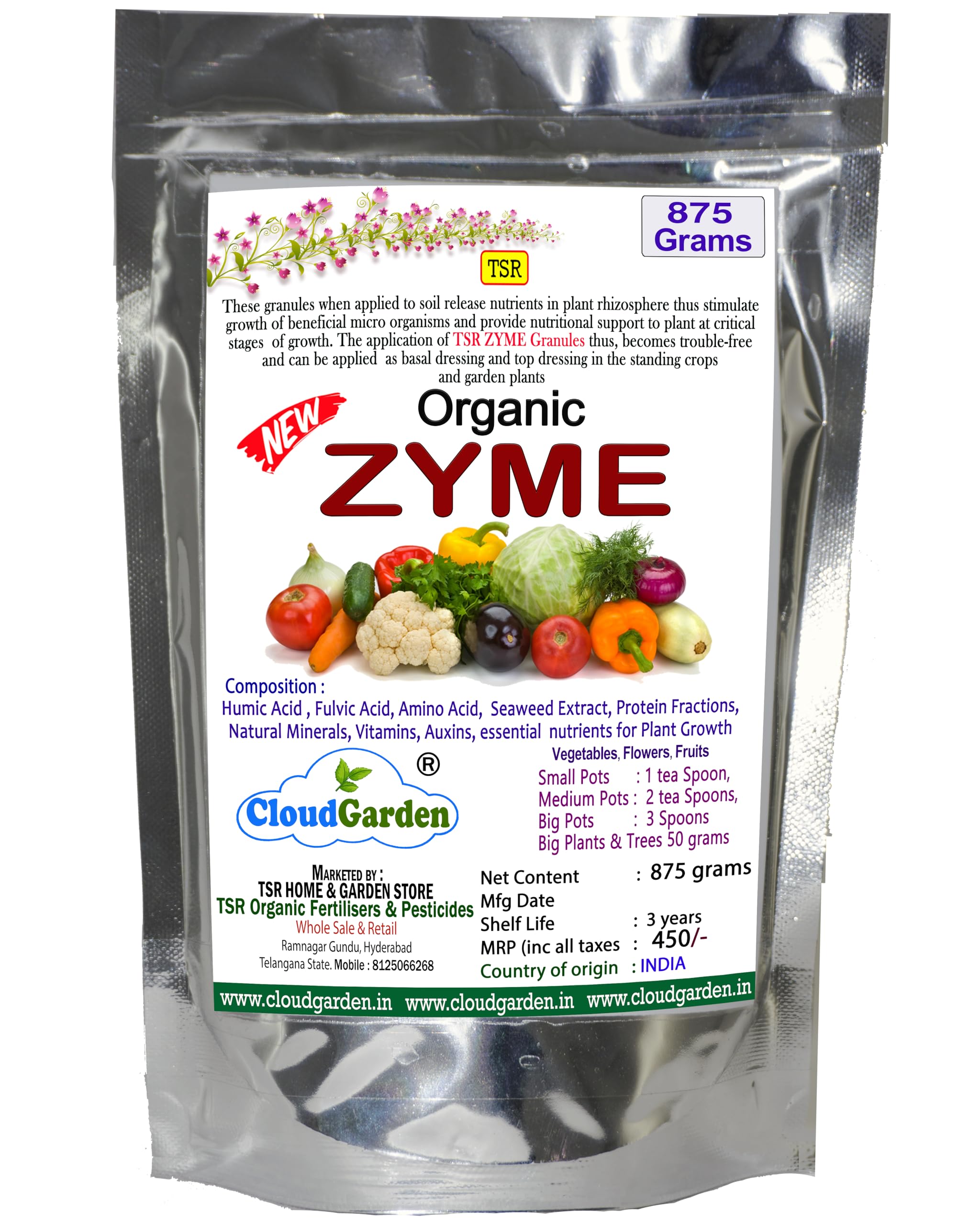 CloudGarden Organic Zyme Plant Fertilizer 875 Grams - Humic, Fulvic, Amino Acids, Seaweed, Trace Elements (B0D9NDX12K) Amazon Price History, Amazon Price Tracker