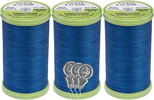 Miniatura 6 de Coats & Clark S960 - Hilo de coser para acolchado a mano, poliéster cubierto de algodón, 325 yardas, paquete de 3 unidades con 3 enhebradores de