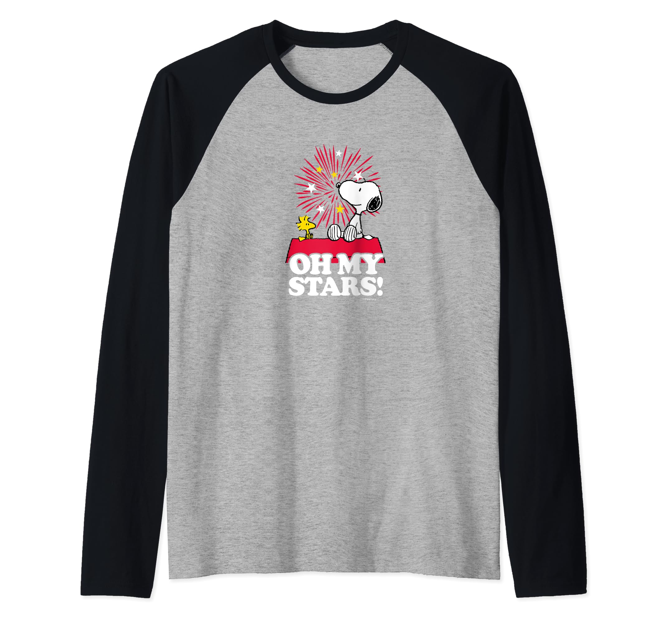 PeanutsSnoopy Woodstore Fireworks Oh My Stars Raglan Baseball Tee