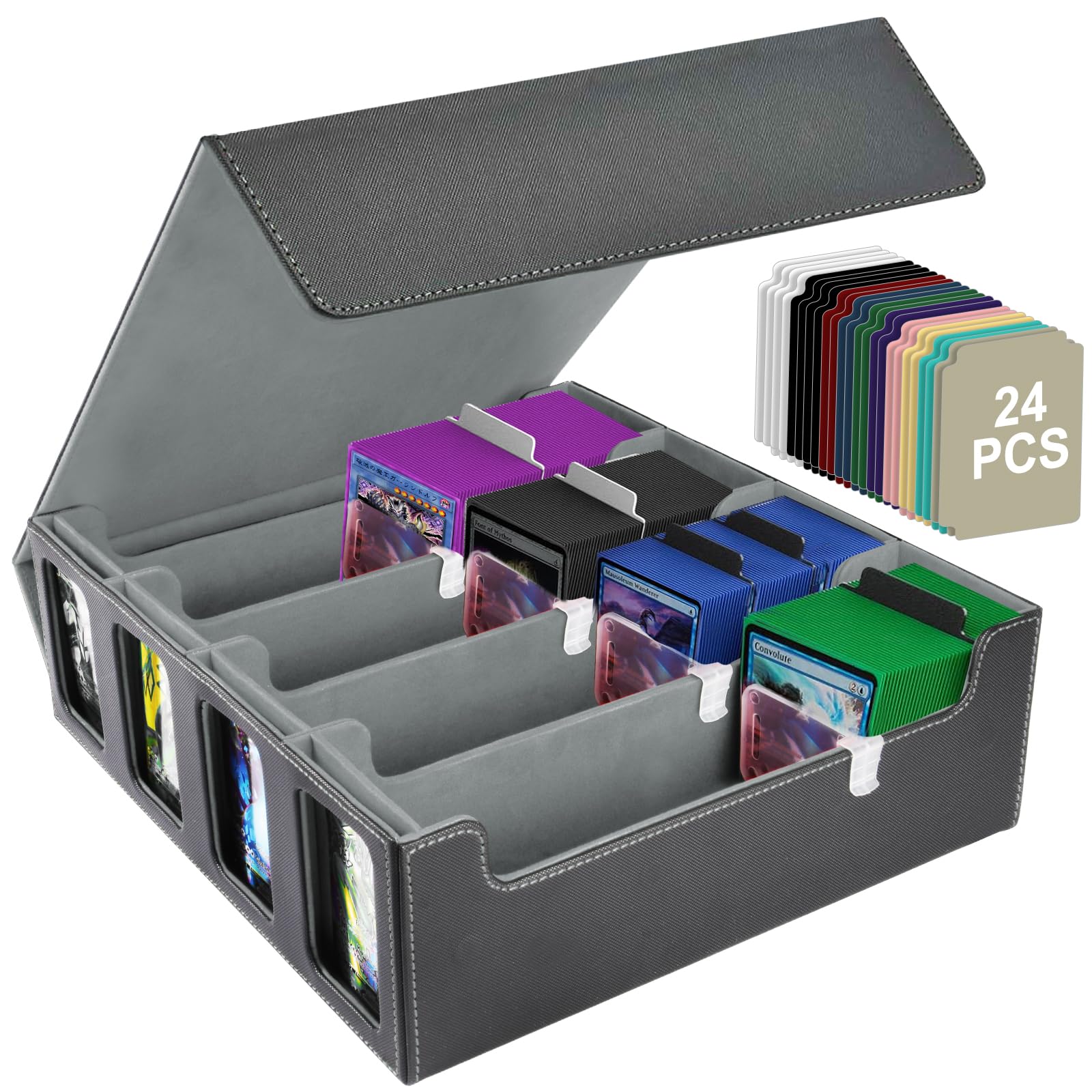 Aolso Sammelkartenaufbewahrung, Aufbewahrungsboxen 1800+ Karten, PU, Kartenetui, Magic Game Kartenaufbewahrungsbox (Asche)