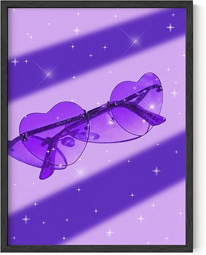 HAUS AND HUES Arte de gafas de sol para decoración estética de habitación, arte estético de pared morado y pósteres morados fríos para habitación, disponible en Yaxa Peru