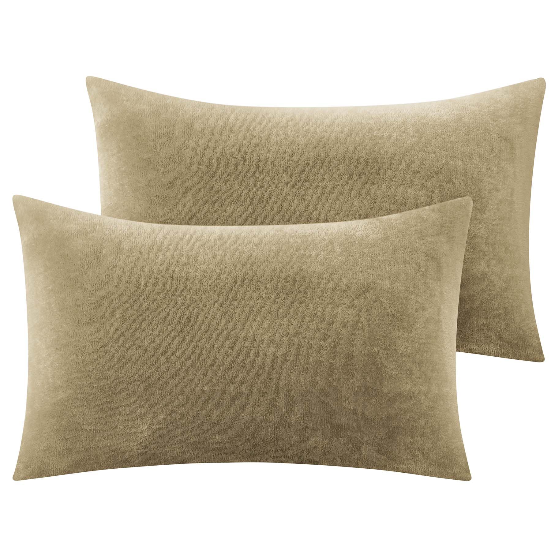Photo 1 of BEDELITE Flannel Pillowcases Standard Set of 2, Super Soft Fleece Pillow Case Cover with Zipper for Bedroom, Sofa, Couch,Luxury Cozy Fuzzy Velvet Pillow Shams for All Seasons(20x26 Inches, Camel)