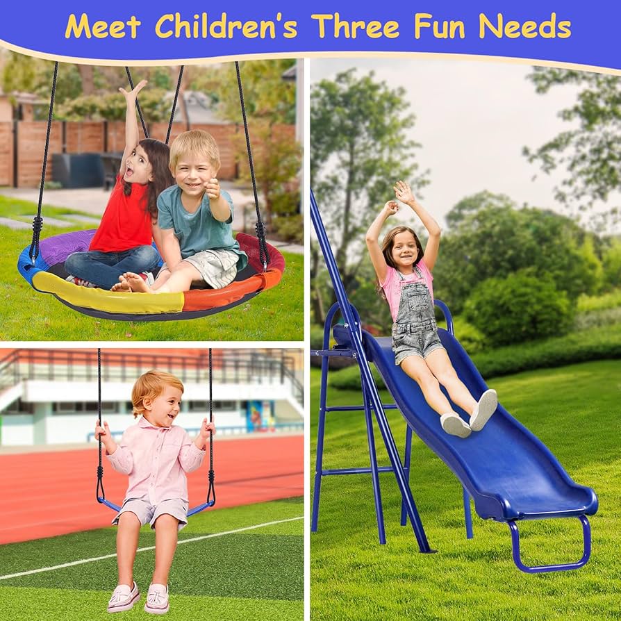 Amazon.com: Lunafun Swing Set for Backyard with Kids Slide