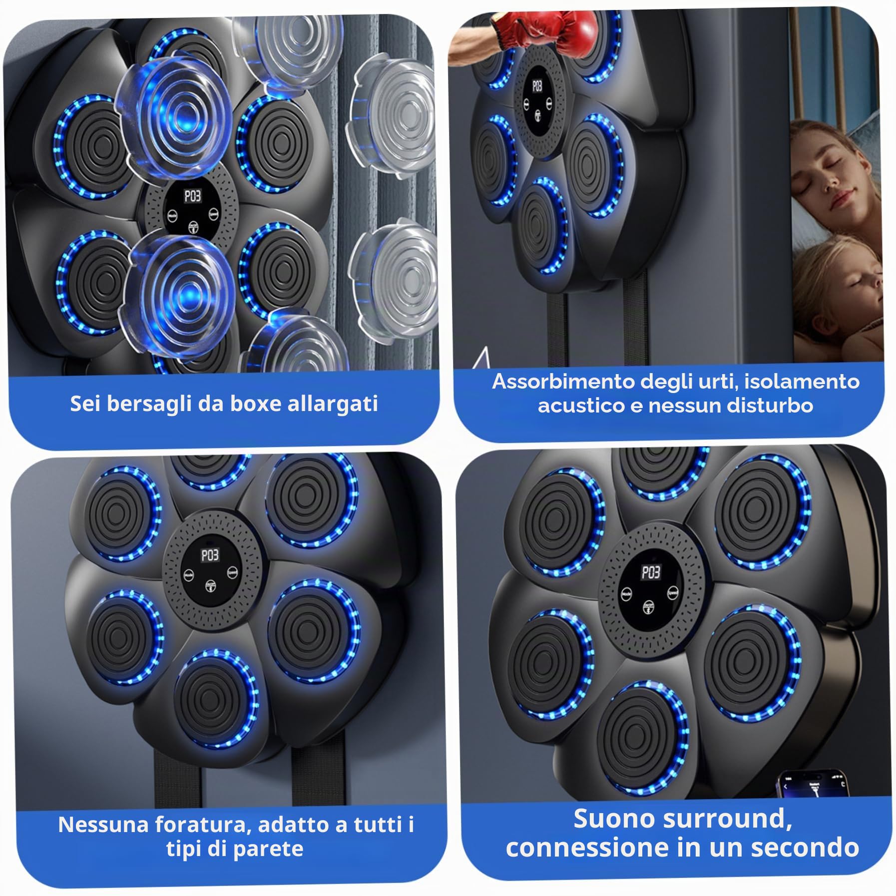 One Punch, Music Boxing Machine, Musica montata sul muro di boxe, per adulti e bambini, tecnologia di sincronizzazione, allenamento per la casa Fitness Trainer, attrezzatura da boxe in palestra inter
