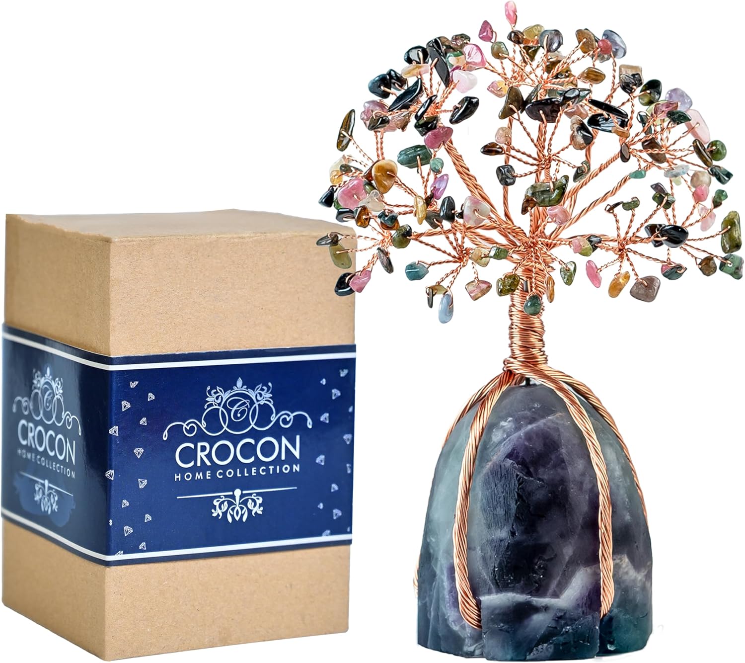 Multi Tourmaline Crystal Tree with Fluorite Base