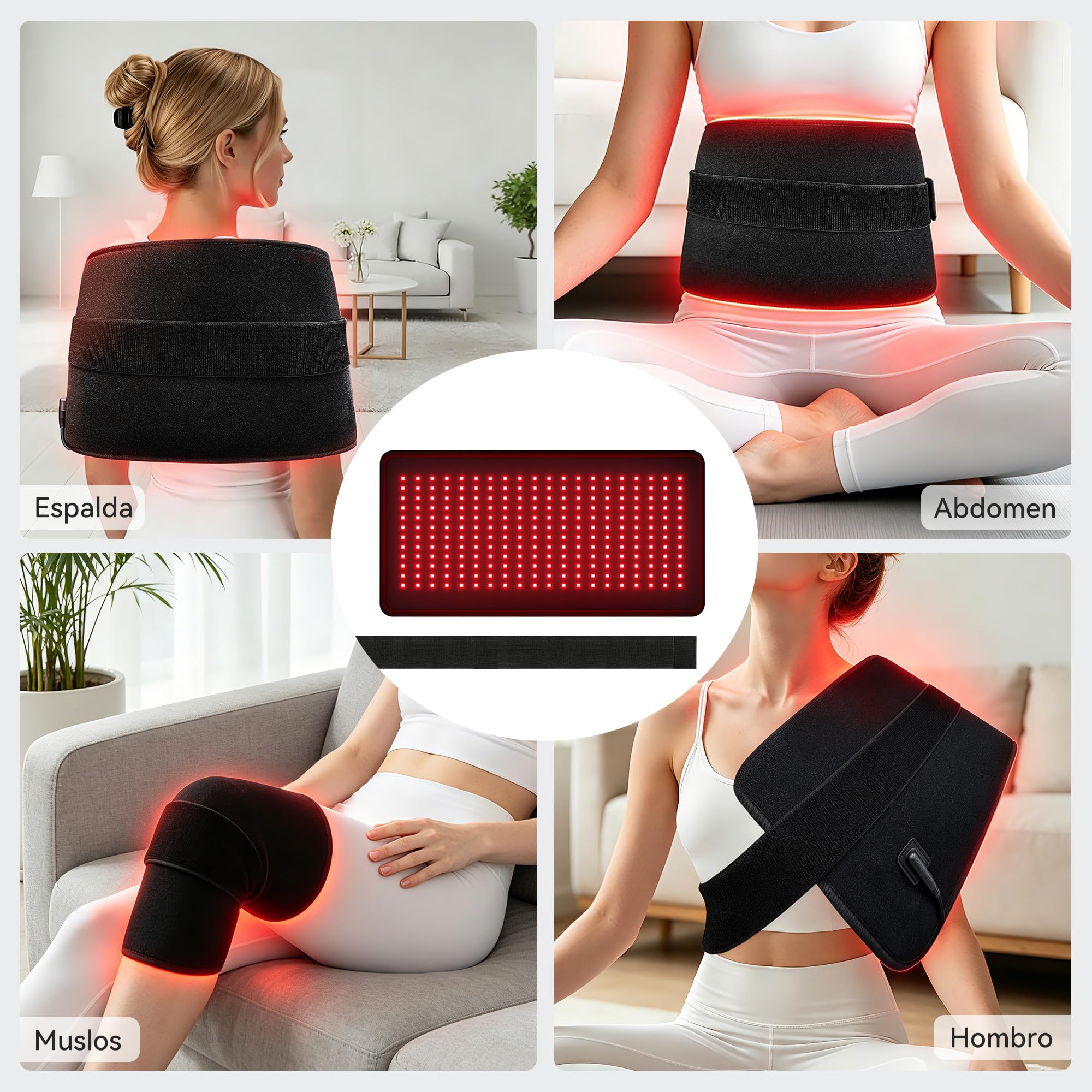 STASUN Red Light Therapy Belt for Body, 240 LEDs 660 y 850nm Dual Wavelength Near Infrared Red Light Pad for Daily Skincare (24" x 12")