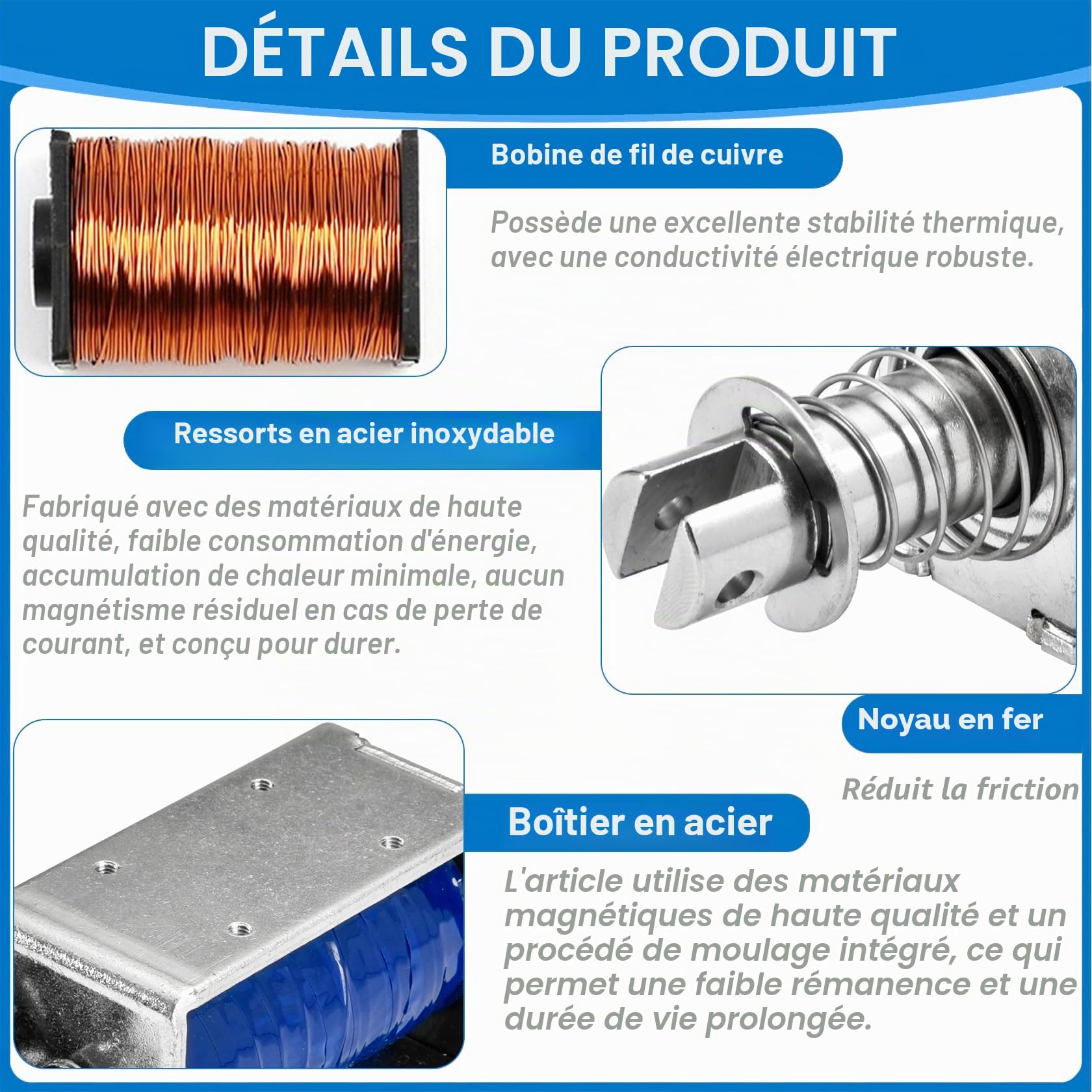 Heschen Électroaimant solénoïde, HS-1564B, DC12V 3A, course 20mm, force 60N, type Push Pull, cadre ouvert, mouvement linéaire