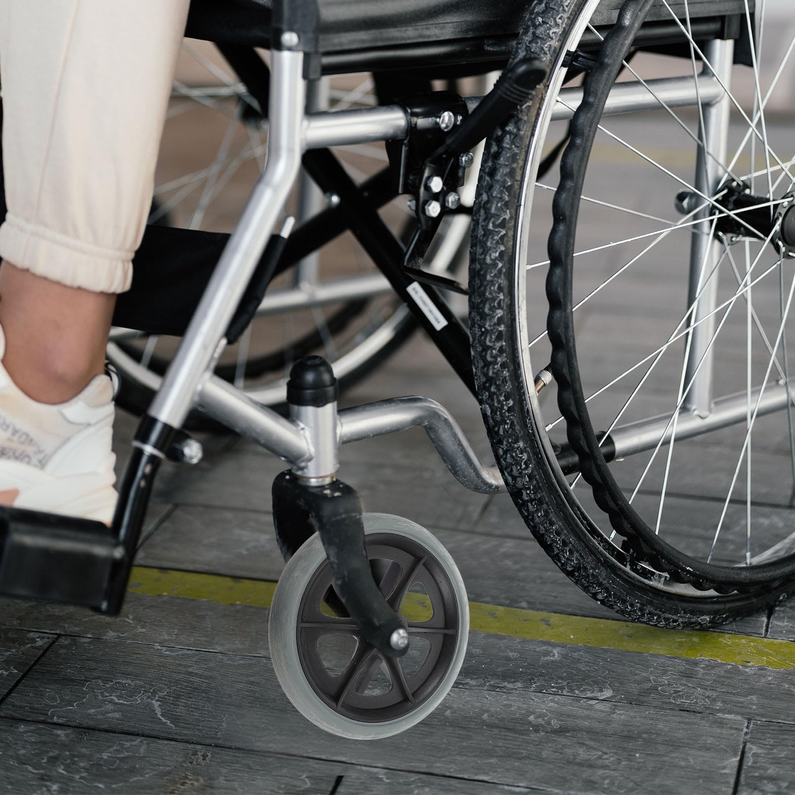 ifundom Rollstuhlräder Vorderradersatz für Rollstuhl, Leise, Rutschfest, | Innen und Außen Nutzbar, Abs Pvc Stahl, Ersatzteil für Rollstühle und Andere Fahrzeuge