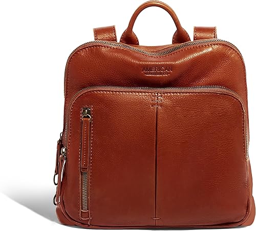 American Leather Co. - Mochila mediana Cleveland - altamente funcional y muy a la moda, Brandy Suave