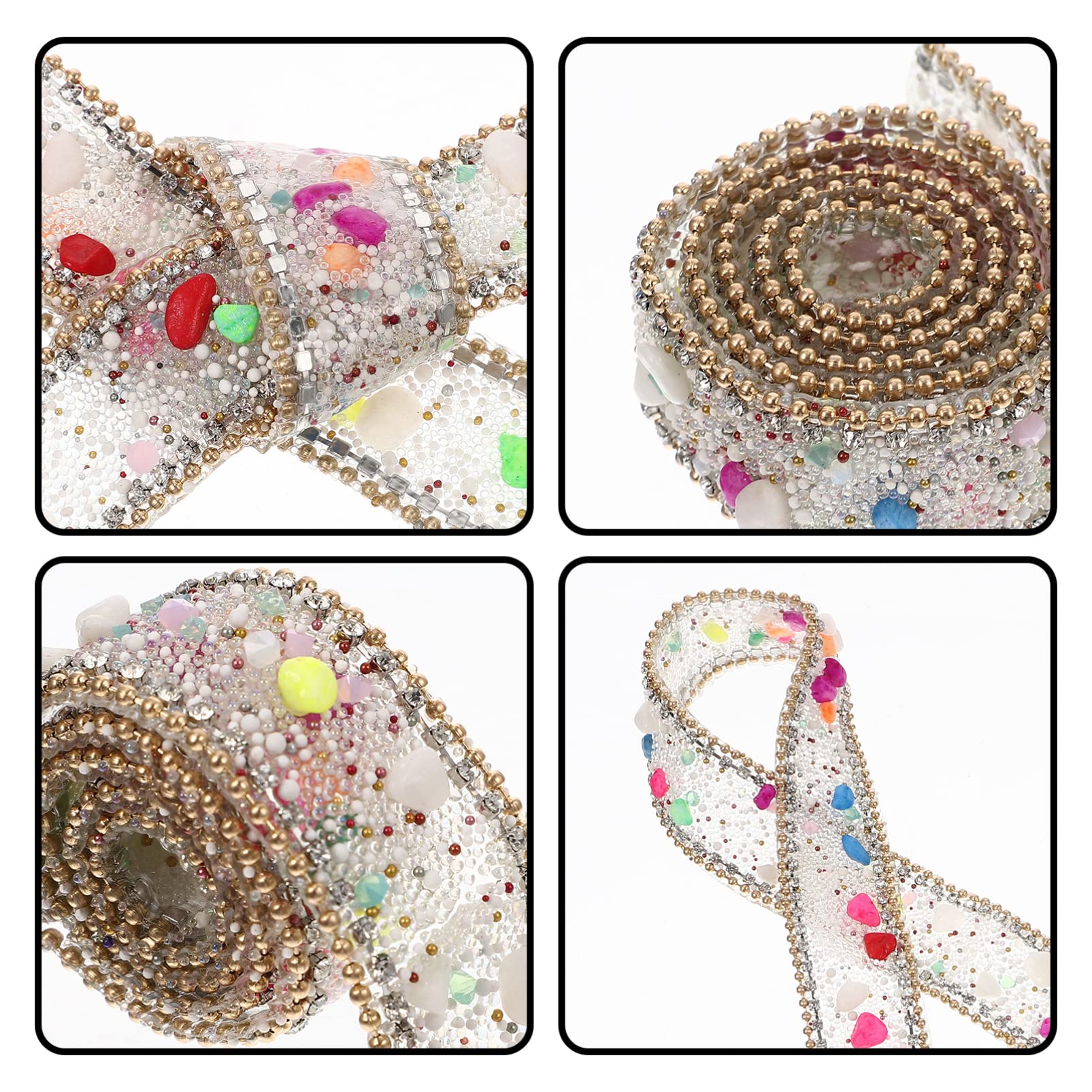 Weißes Kristall-Strassband, Diamant-Bling-Rolle, künstlicher Edelstein, Perlenapplikation, Kettenverzierung, Nähzubehör für DIY, Hochzeit, Brautkleid, Telefondekoration, 2,5 cm breit, 1 Meter (bunt)