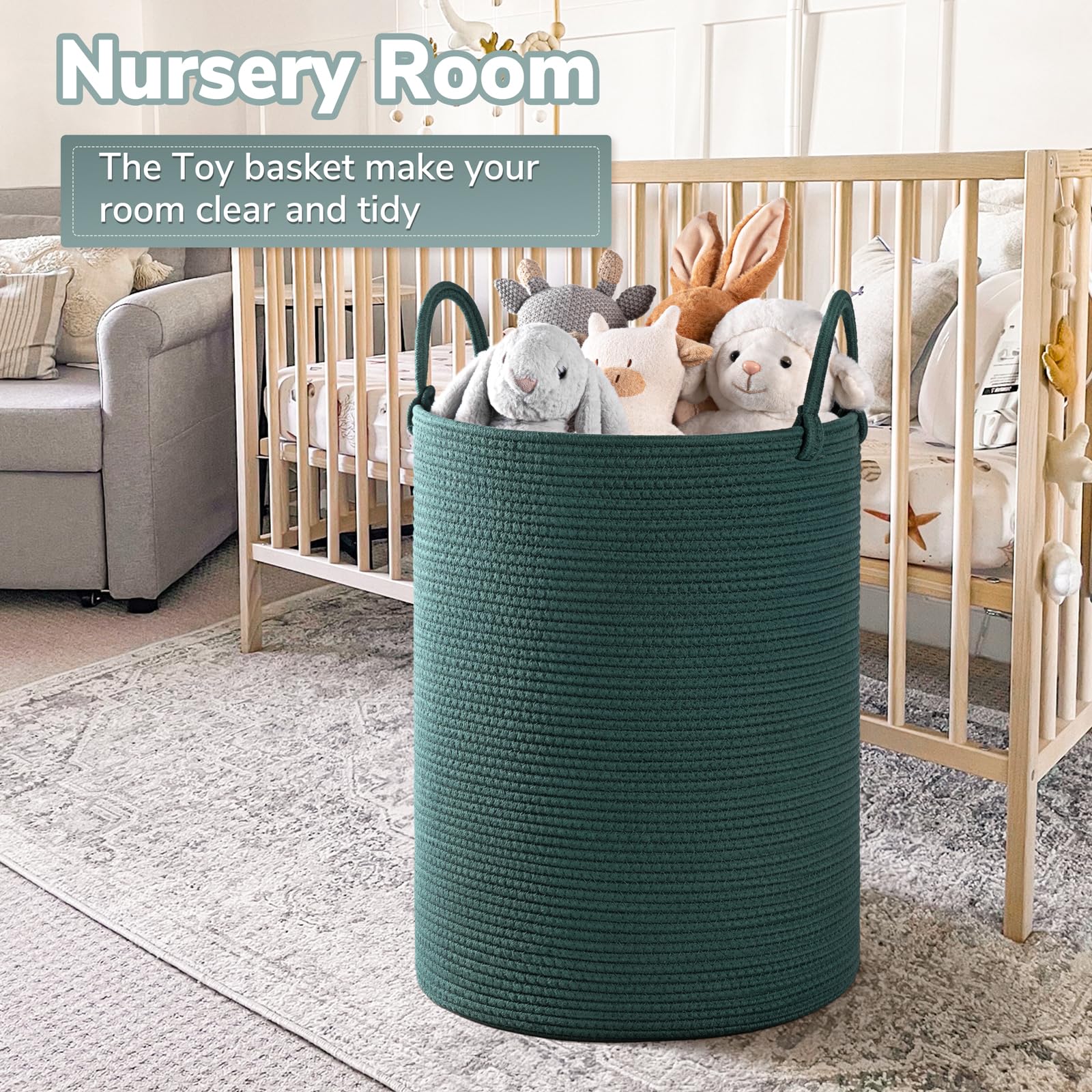 Laundry Basket, Laundry Hamper, Dirty Clothes Basket, Woven Rope Storage Baskets - Image 4