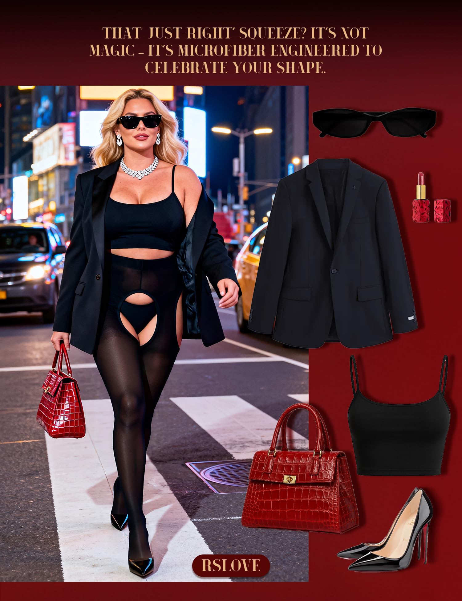 RSLOVE Seksowne rajstopy dla kobiet - 80D nylon wysoka talia rajstopy ouvert dla kobiet
