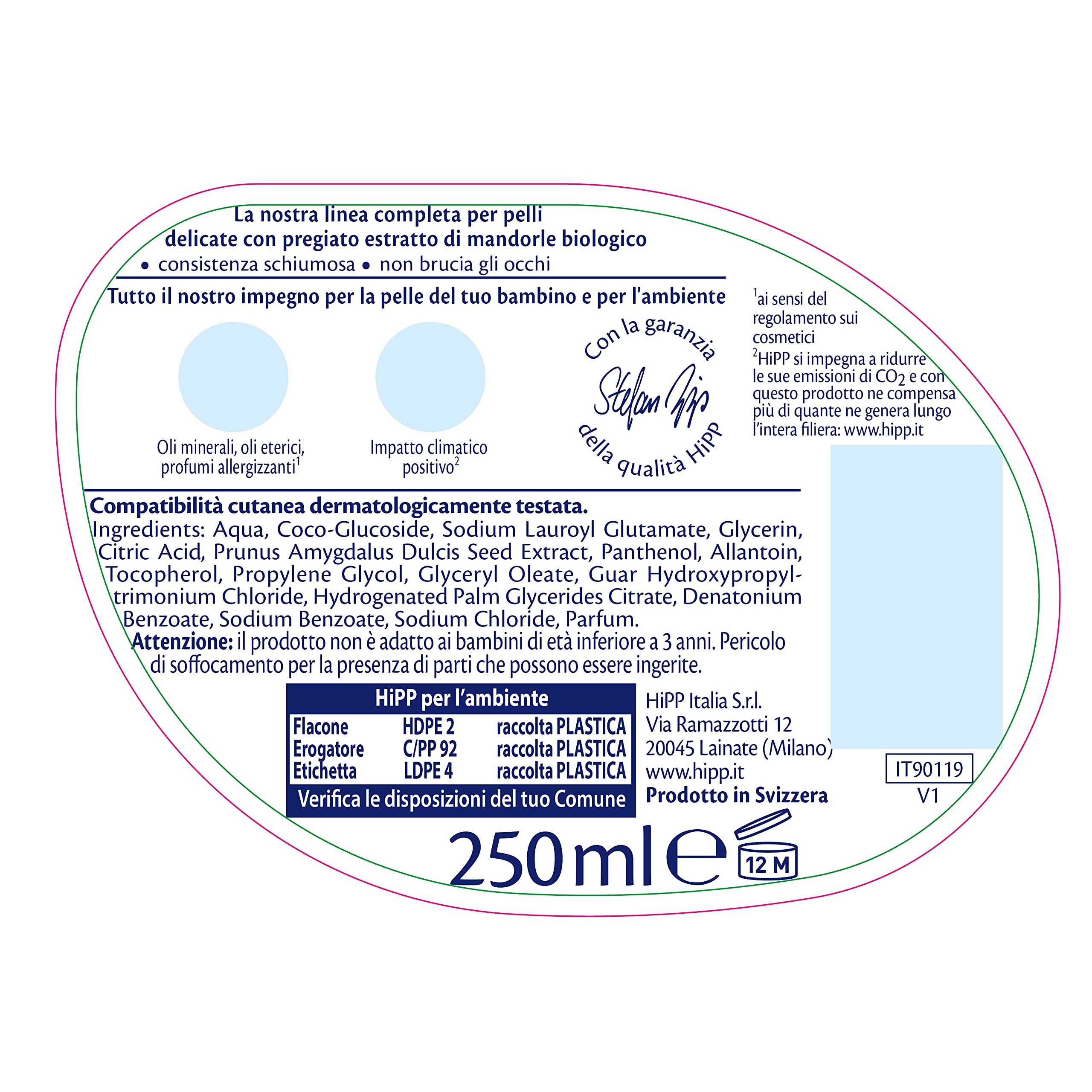 HiPP - Baby Care - Ricarica Ecologica Mousse Detergente per Bambini, Deterge Viso, Corpo e Mani con Delicatezza, per Pelli Sensibili, Con Estratto Naturale di Mandorle Bio, 1 pezzo da 250 ml