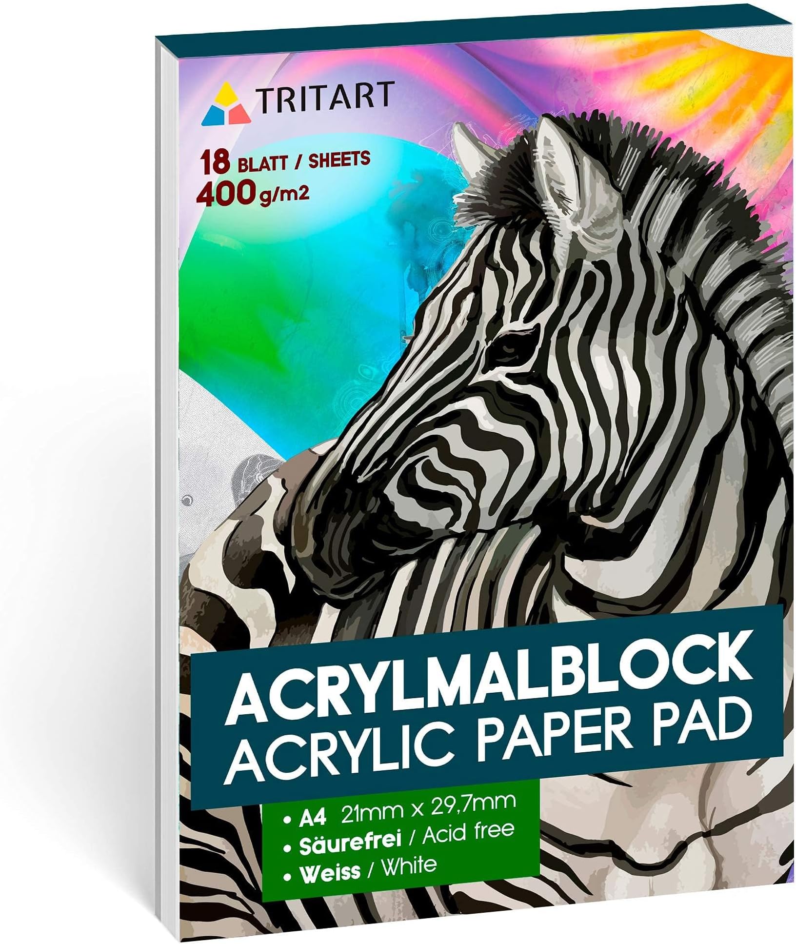 Acrylic Paper for Painting A4 400g/m²- Acrylic Paint Paper for Acrylic Colours & Oil Painting - 18 White Sheets - Acid Free Acrylic Paint Pad - Heavy Duty Painting Paper