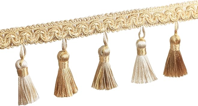 5 Yard 2.35 Inch Tassel Fringe Decorative Trim, Mix Gold
