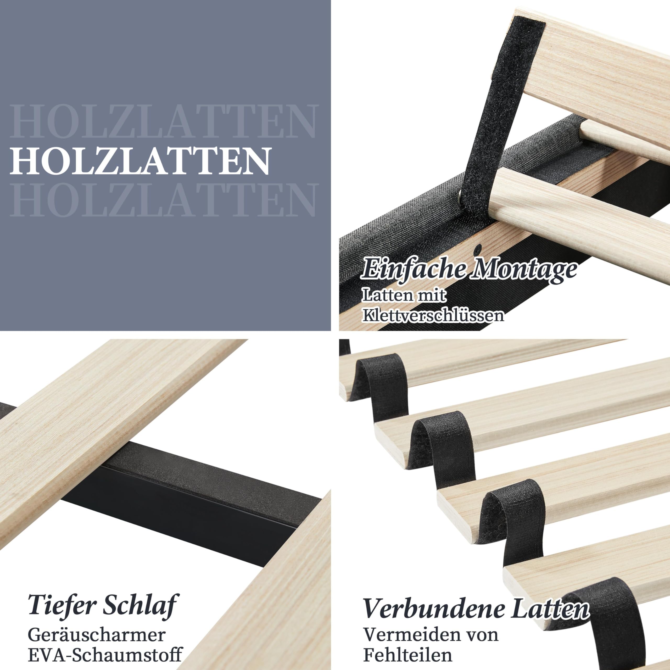 Yaheetech Polsterbett 160 x 200 cm Doppelbett mit Höhenverstellbarem Kopfteil – Bild 6