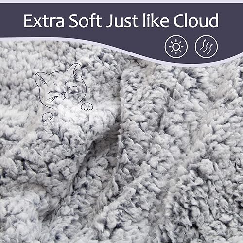 Miniatura 2 de EMME Manta cálida de forro polar de 90 x 90 pulgadas, tamaño Queen, ultra suave, cálida, manta sherpa de microfibra acogedora para cama, sofá, manta