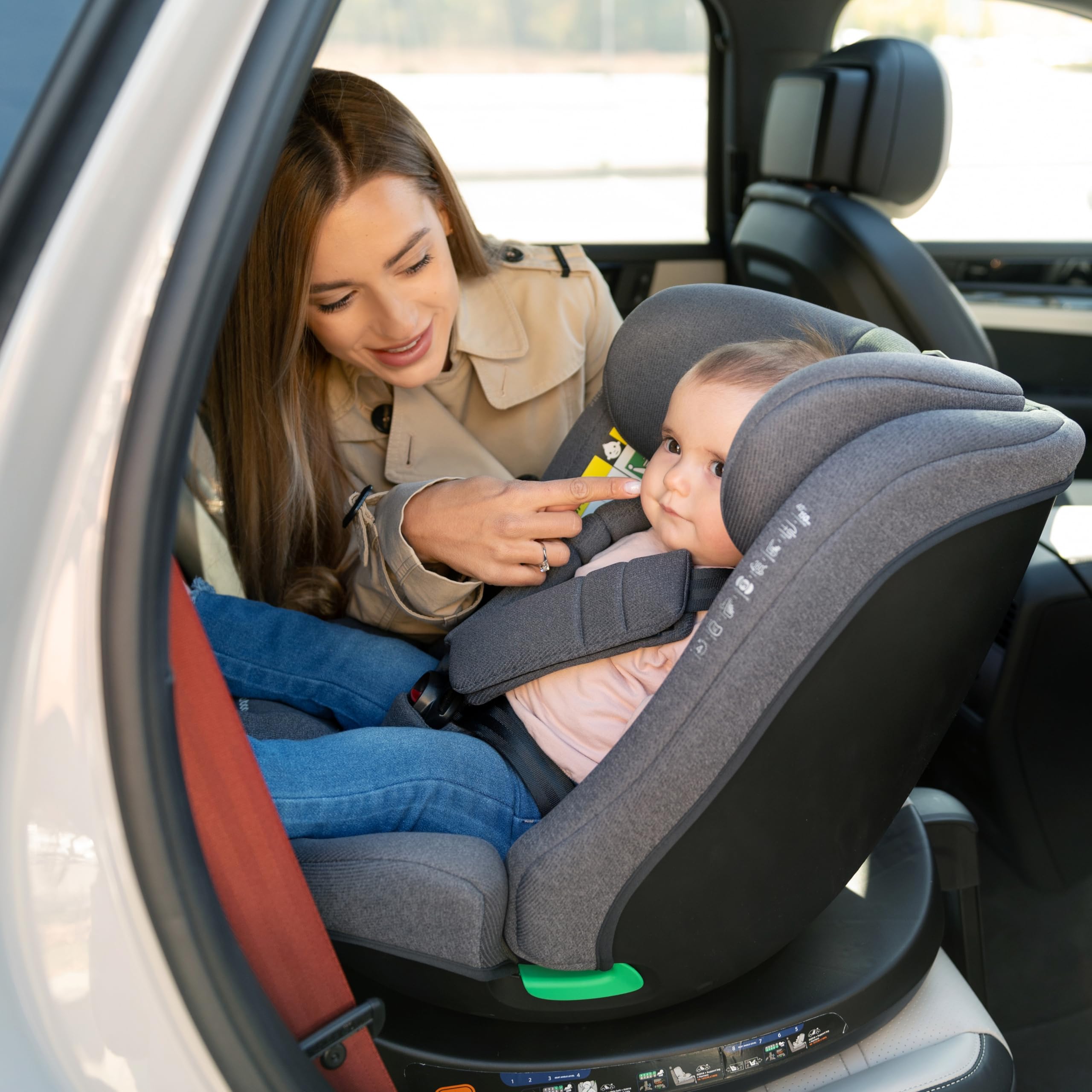 KikkaBoo Seggiolino Auto 0-36 kg (9-36 kg) i-SECURE, Gruppo 0 1 2 3, ISOFIX, i-Size, Rotante a 360º, 40-150 cm, Da 0 a 12 Anni, 12 Posizioni Poggiatesta, Grigio chiaro