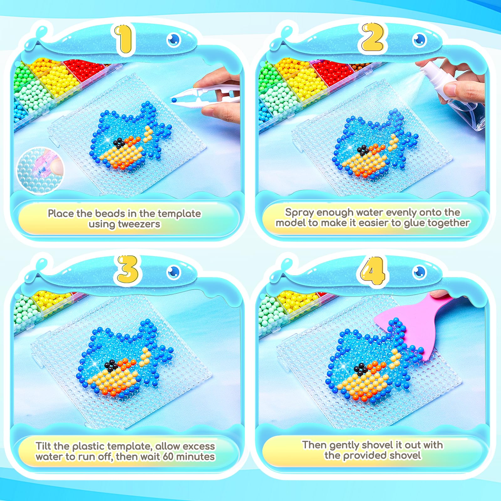 DazzBoom 5100+ Wasserperlen für Kinder Set 42 große Gitter 36 Farben Feste Wassernebelperlen 6 Farben leuchtende Wassernebelperlen Bunte Wasserperlen für Kinder - Image 4