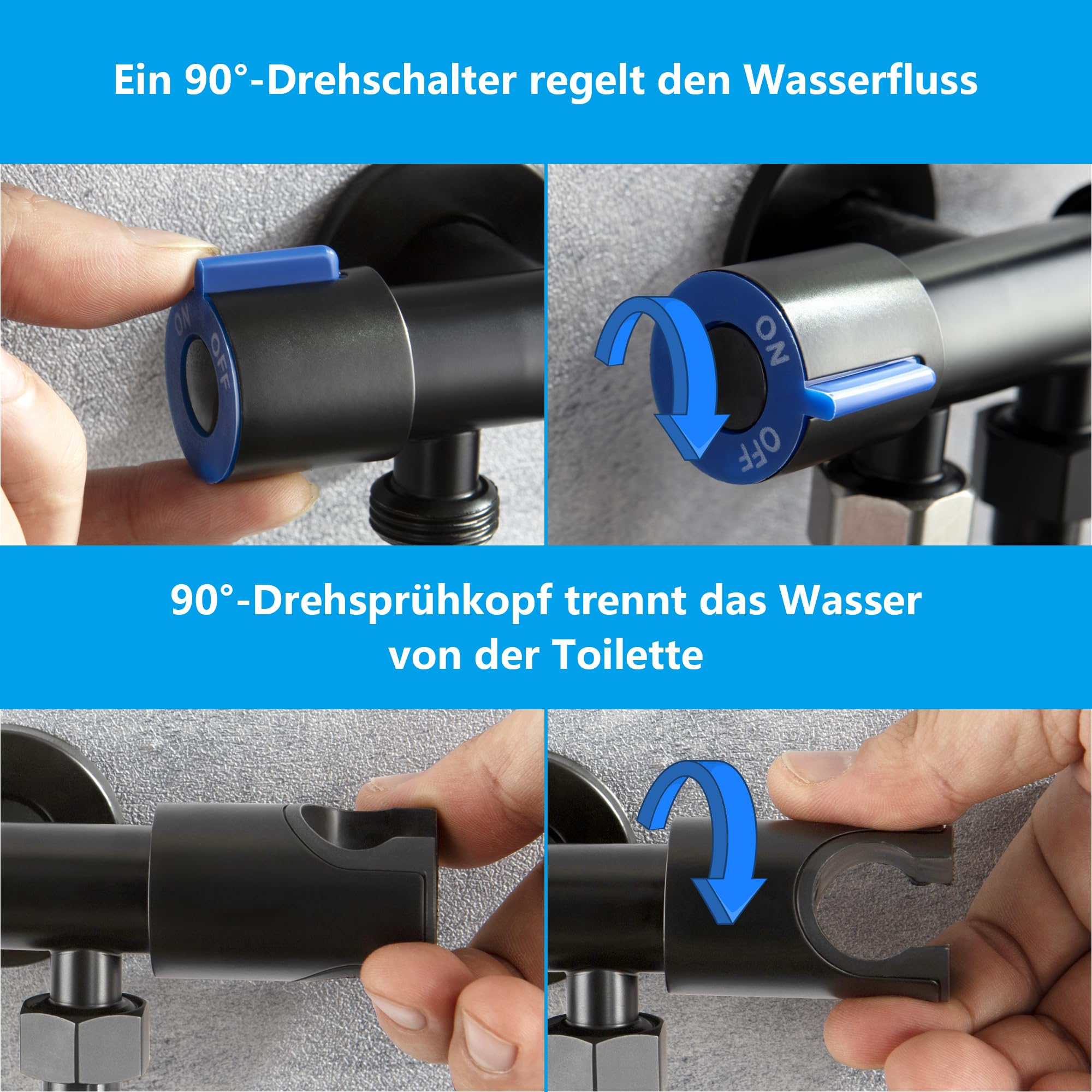 Hand Shower for Bidet Spray Hand Bidet Spray Bathroom Pet Washing with Flexible Shower Pants Holder Adapter Valve Shower Spray Gun, SKOWLL Matte Black
