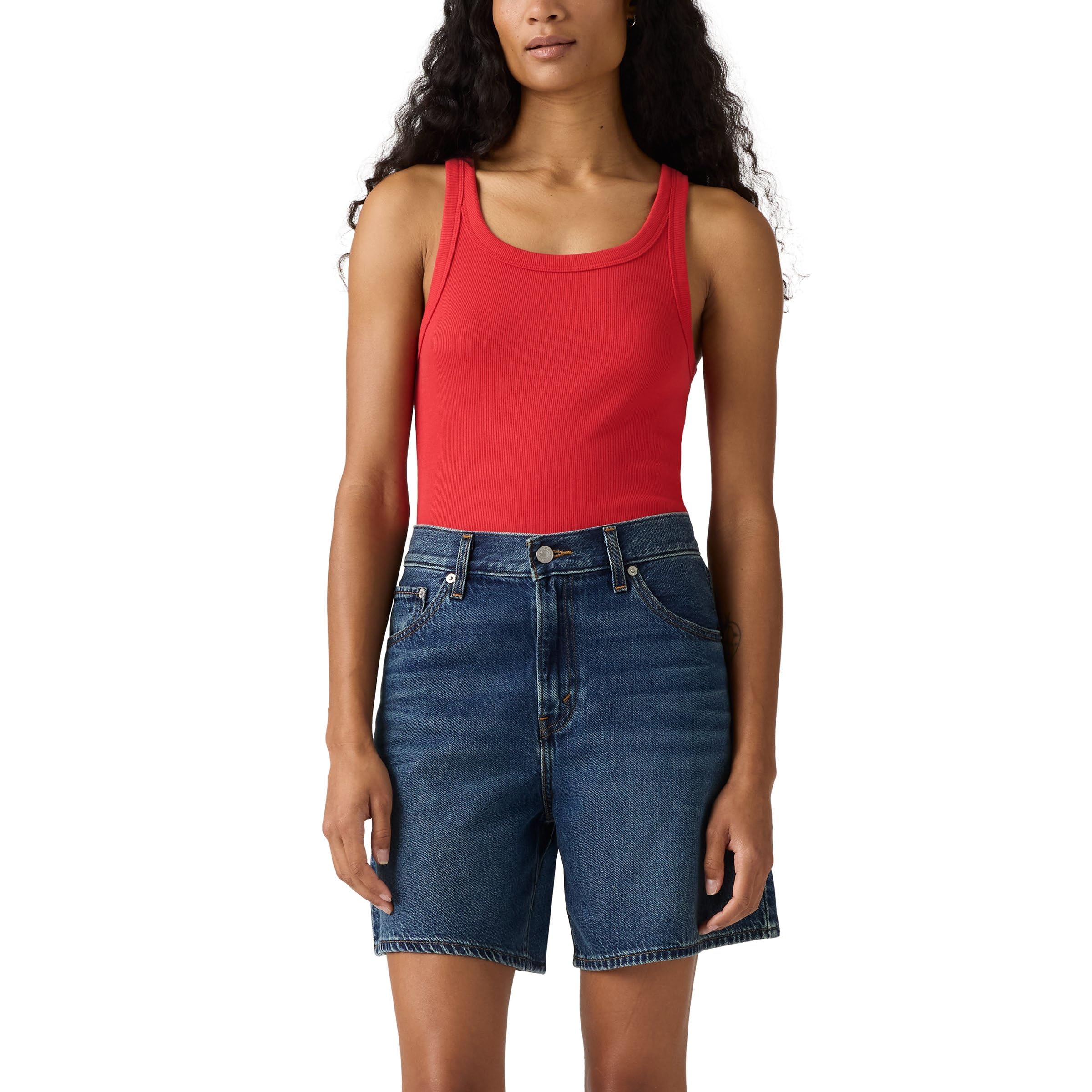 Levis Women's Essential Sporty White Tank Vest - Urban Red - 10 (S)