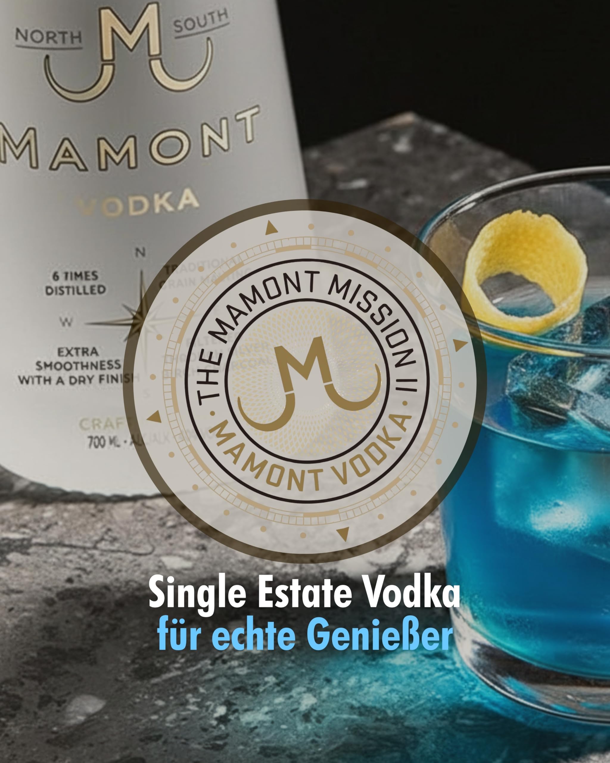 MAMONT Vodka 40% Vol. 700 ml Single Estate Georgien 6-fach destilliert Designflasche
