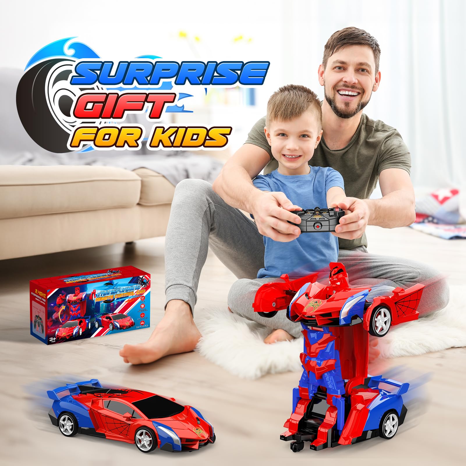Braxel Coche Teledirigido Niños 3 4 5 6 7 8 Años, 2.4GHz Transforming RC Juguetes Monster Truck Regalo Niño 3-12 Años, Coche RC Robot Regalos para Niños de Pascua 2026
